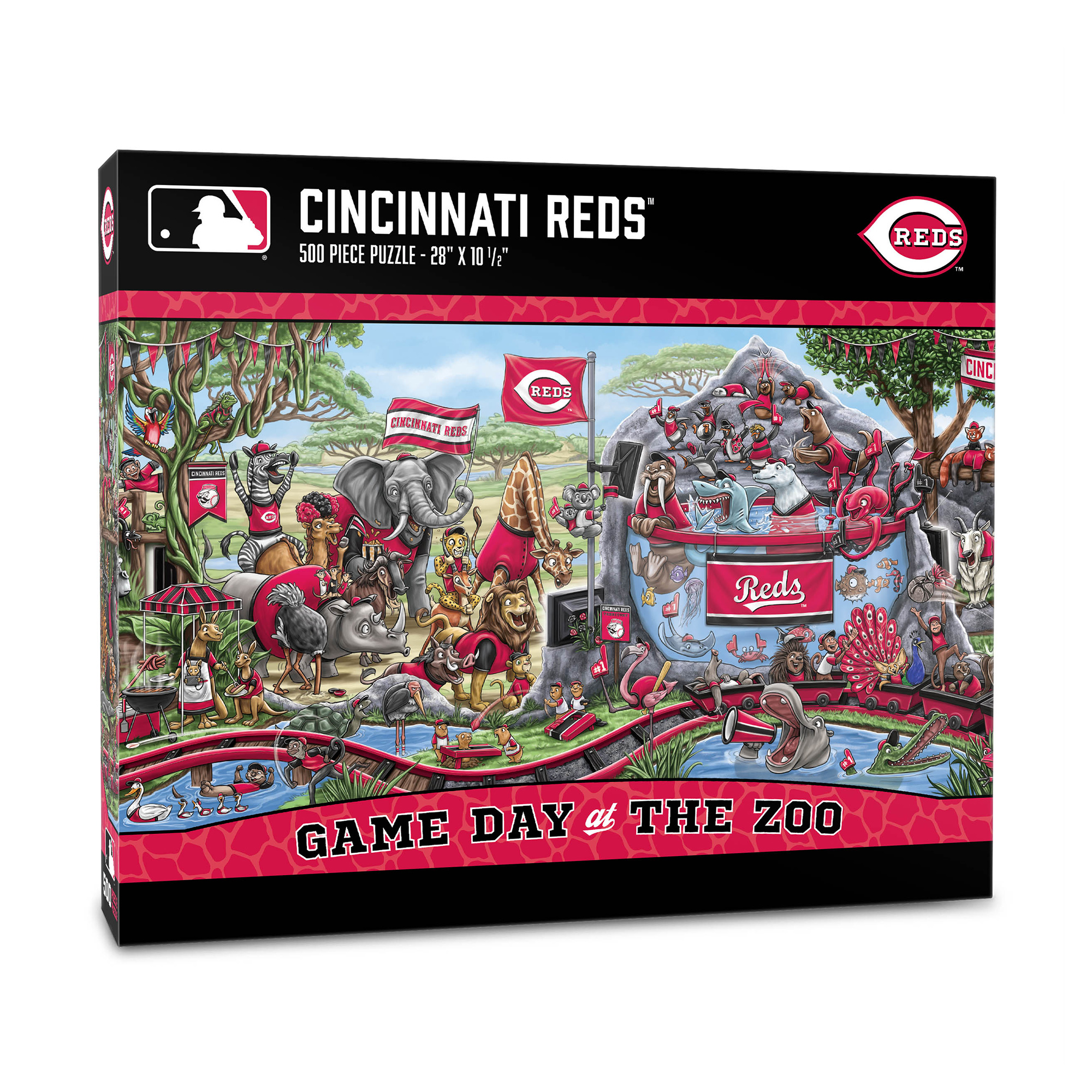 IDNA Cincinnati Reds 10.5" x 28" Game Day at the Zoo 500-Piece Puzzle