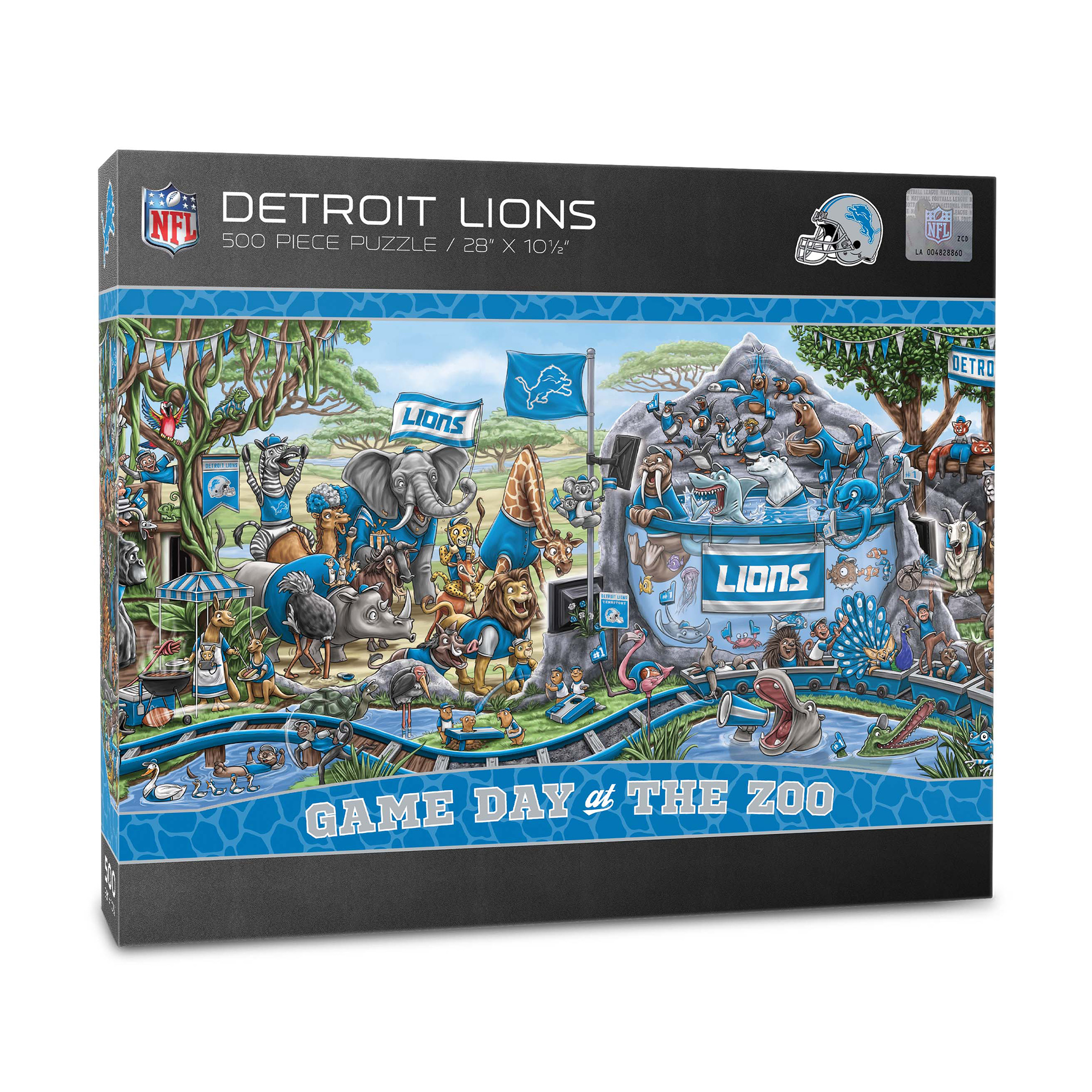Fanpoint Detroit Lions 10.5" x 28" Game Day at the Zoo 500-Piece Puzzle