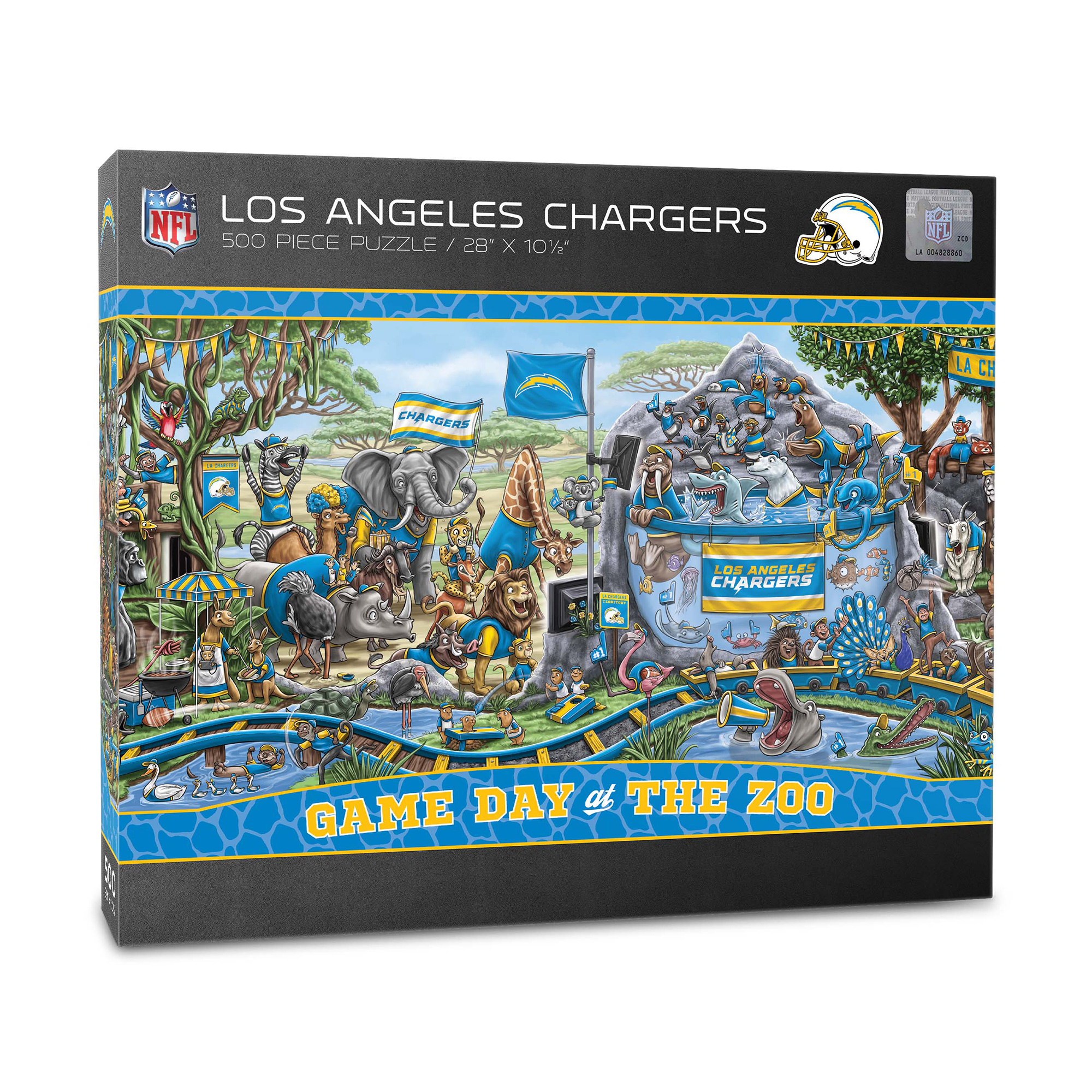 Fanpoint Los Angeles Chargers 10.5" x 28" Game Day at the Zoo 500-Piece Puzzle