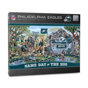 Fanpoint Philadelphia Eagles 10.5" x 28" Game Day at the Zoo 500-Piece Puzzle