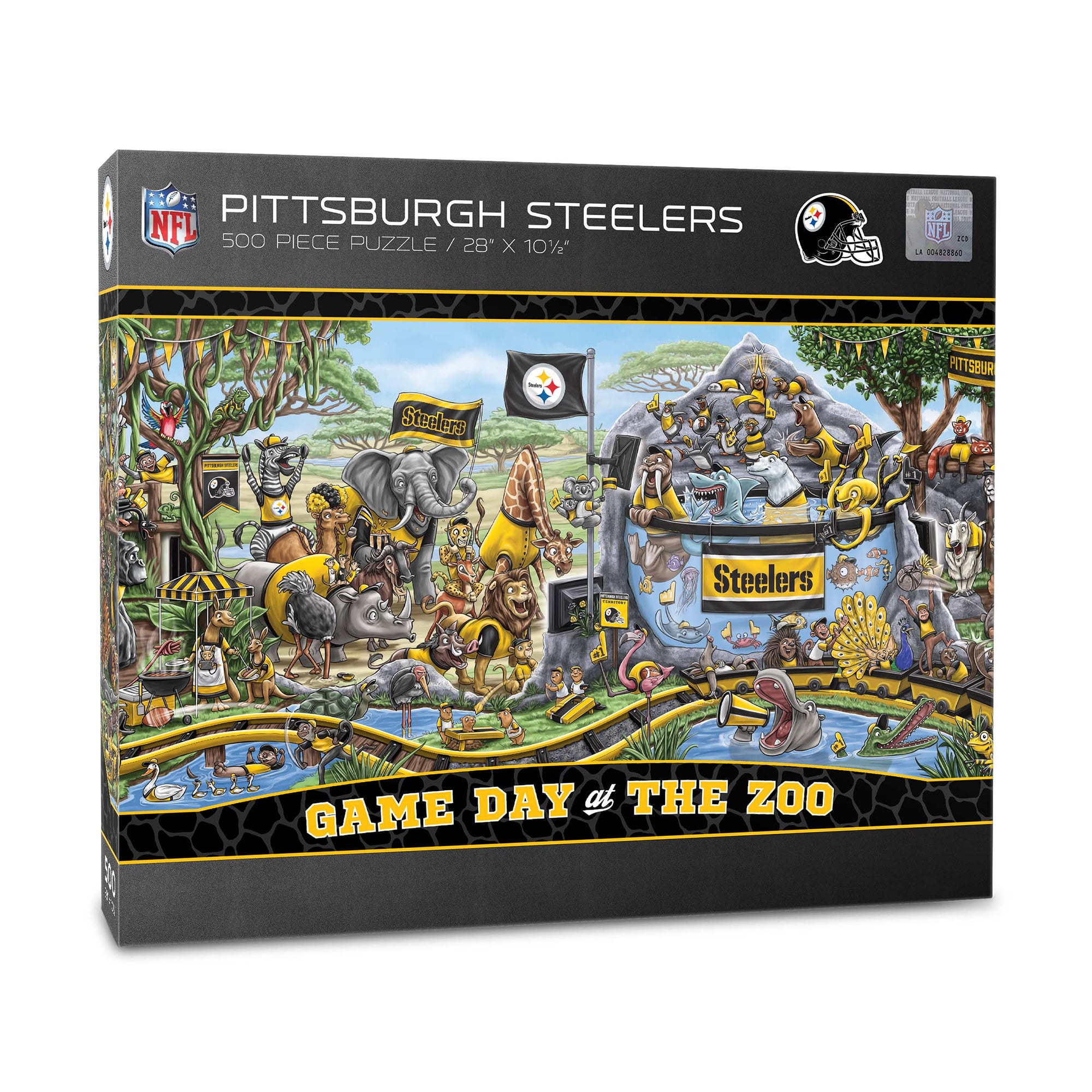 IDNA Pittsburgh Steelers 10.5" x 28" Game Day at the Zoo 500-Piece Puzzle