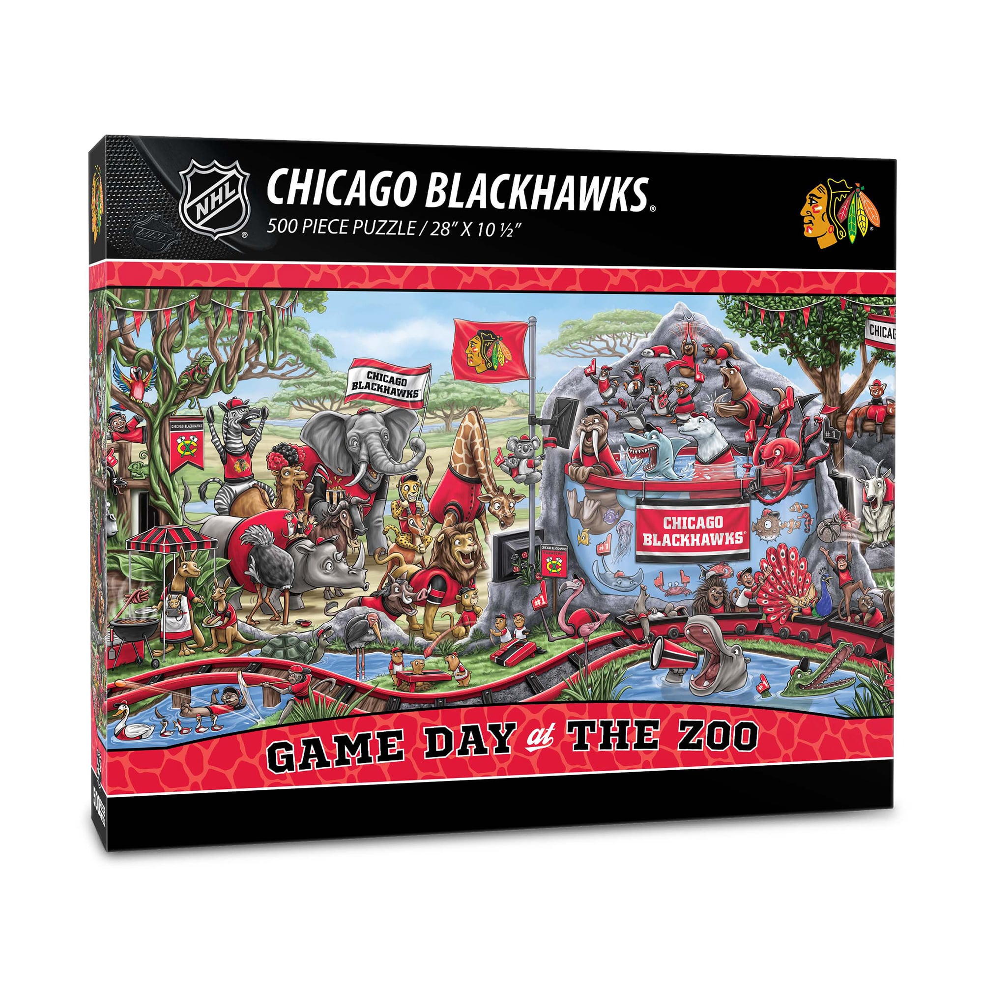 IDNA Chicago Blackhawks 10.5" x 28" Game Day at the Zoo 500-Piece Puzzle
