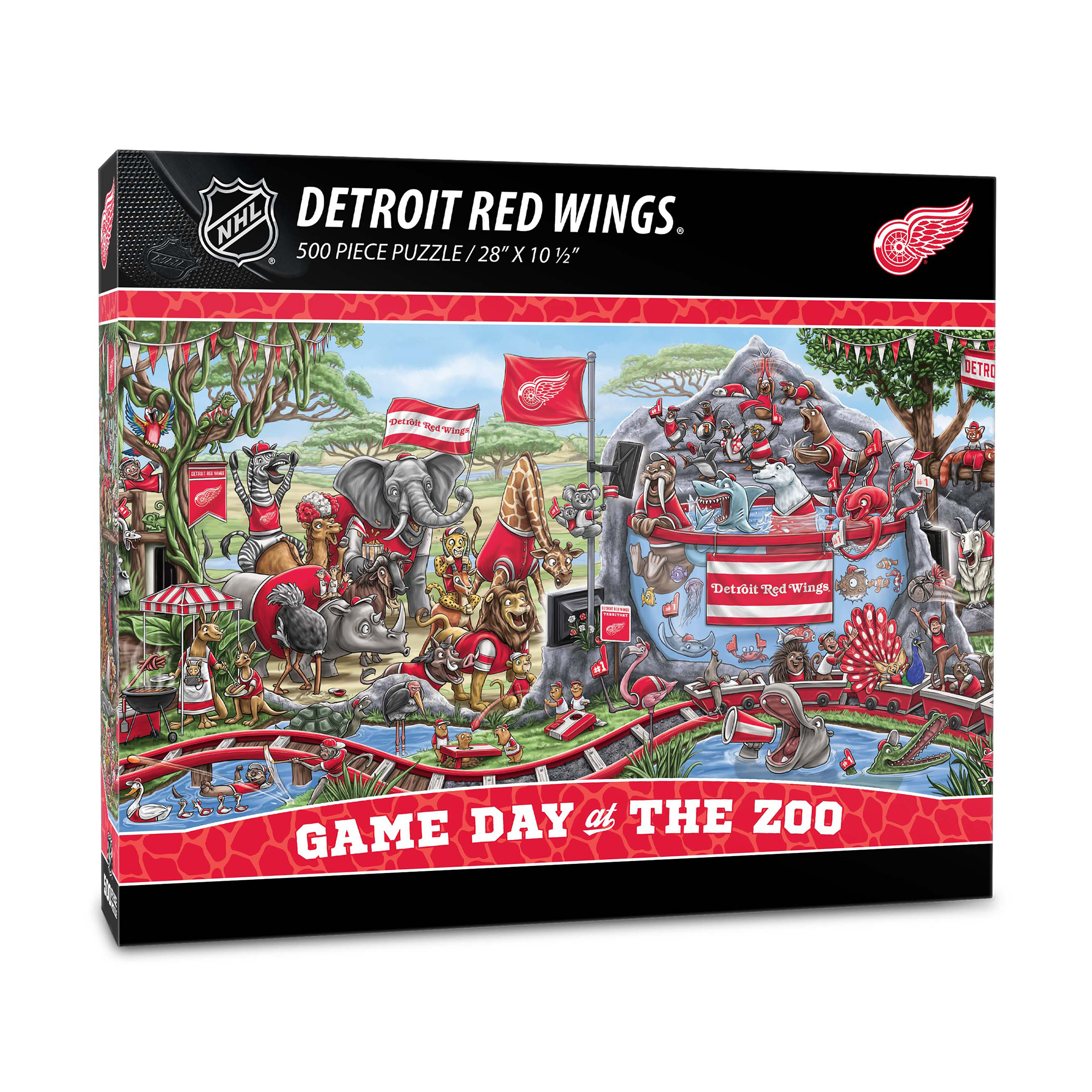 Fanpoint Detroit Red Wings 10.5" x 28" Game Day at the Zoo 500-Piece Puzzle