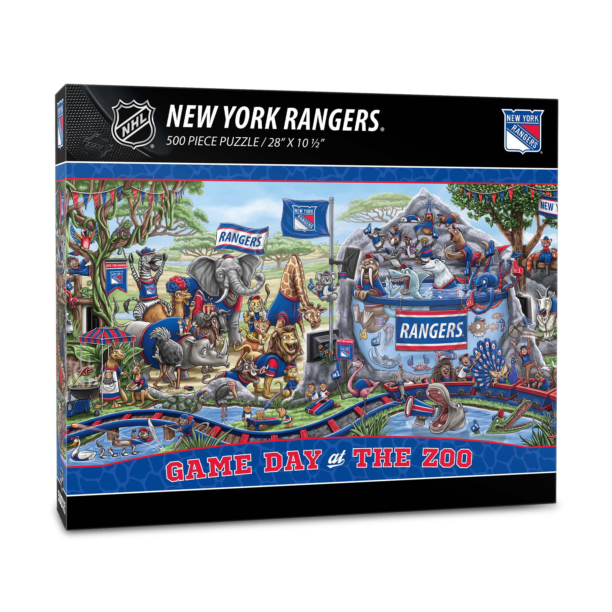 Fanpoint New York Rangers 10.5" x 28" Game Day at the Zoo 500-Piece Puzzle