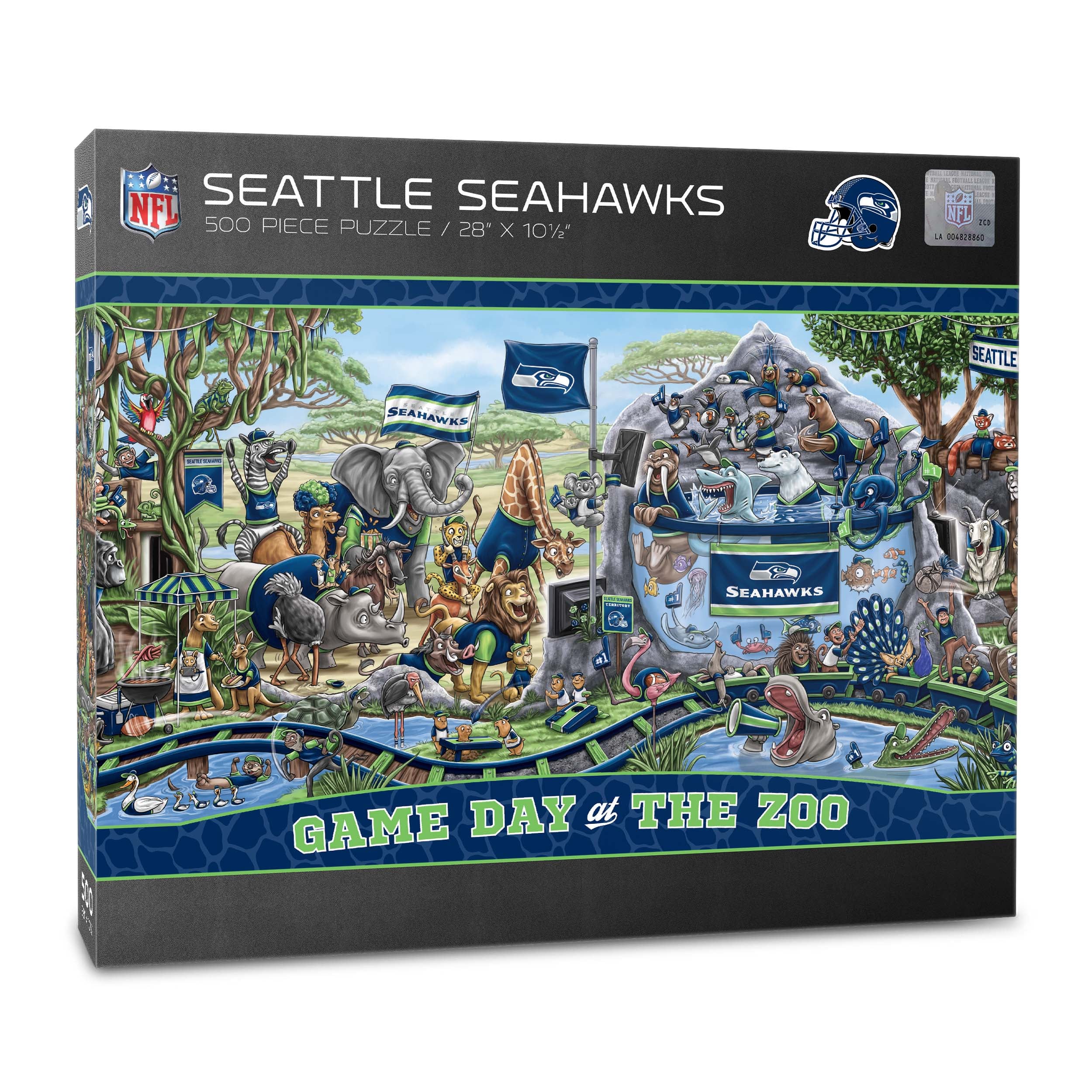 IDNA Seattle Seahawks 10.5" x 28" Game Day at the Zoo 500-Piece Puzzle