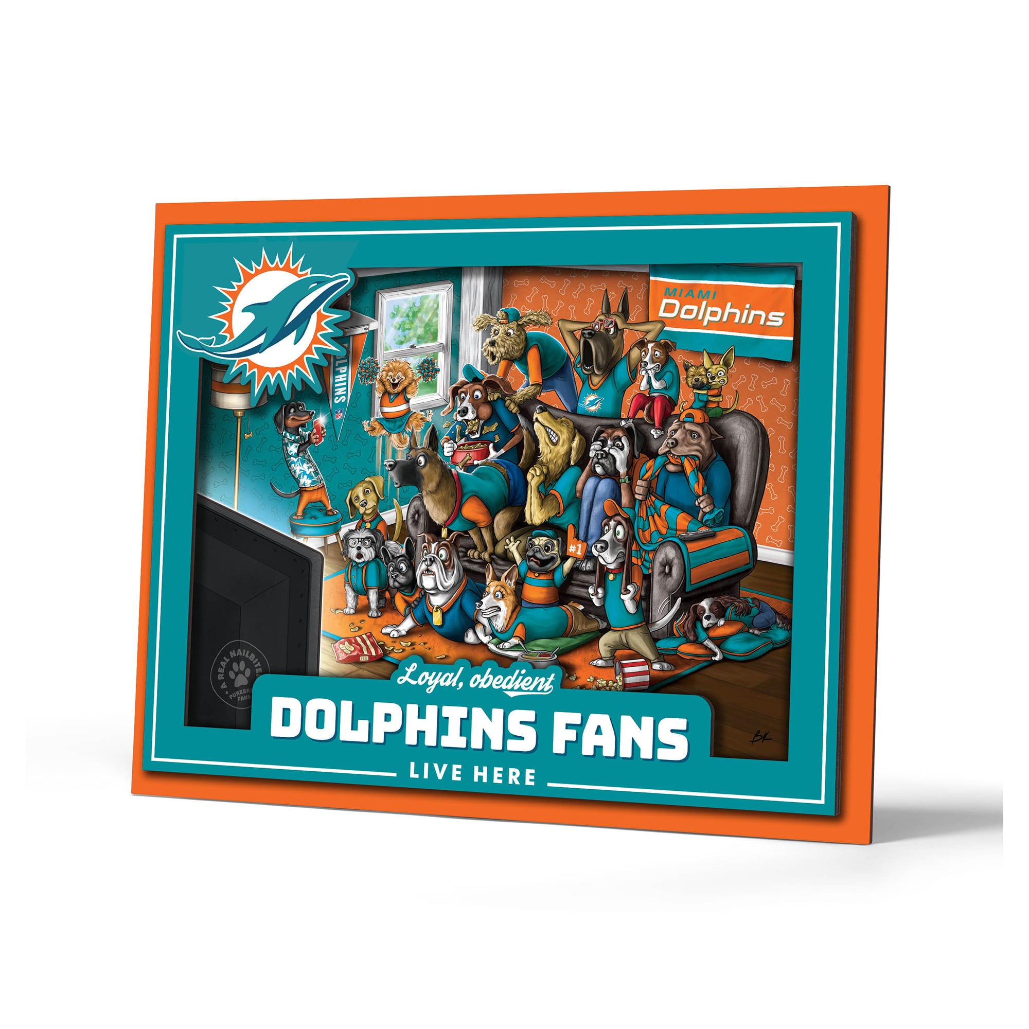 IDNA Miami Dolphins 13.25" x 17.25" Purebred Fans Wall Art