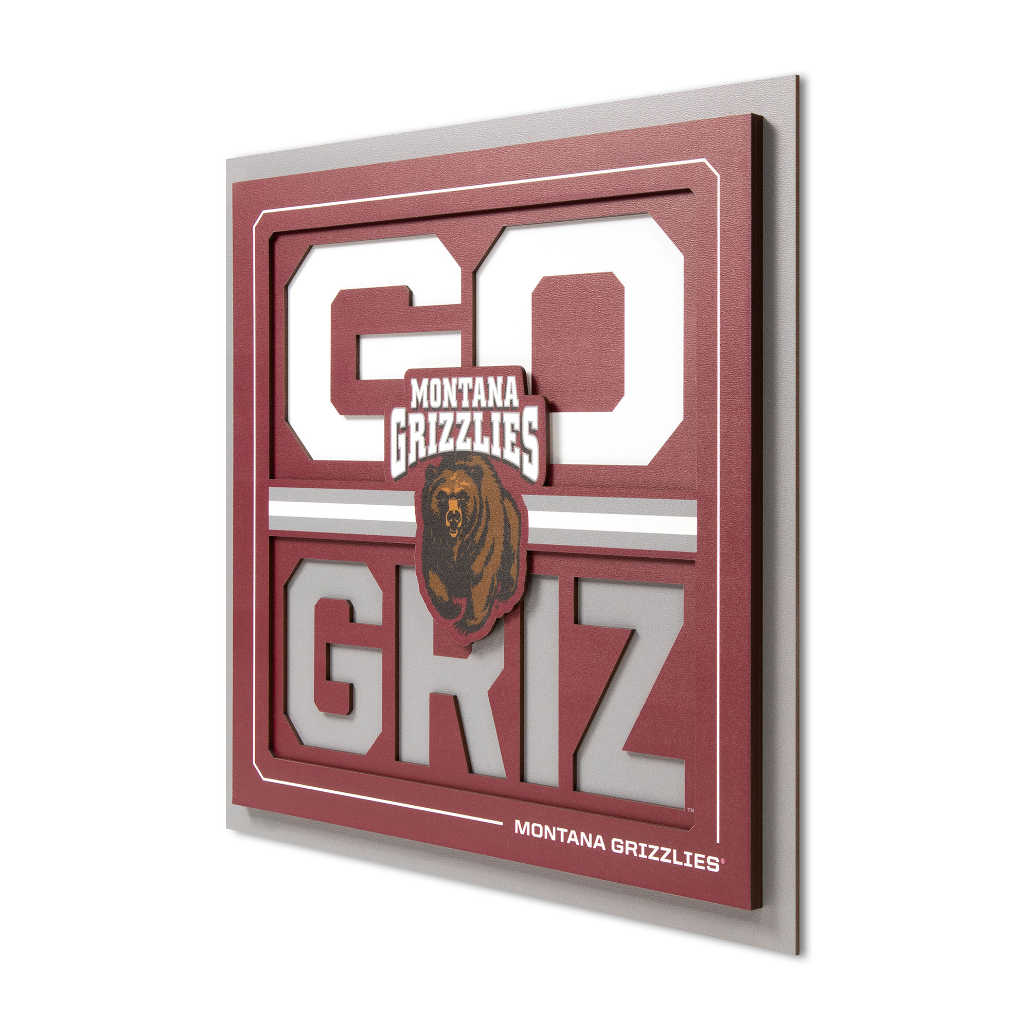 Fanpoint Montana Grizzlies 12" x 12" Slogan Series 3D Wall Art