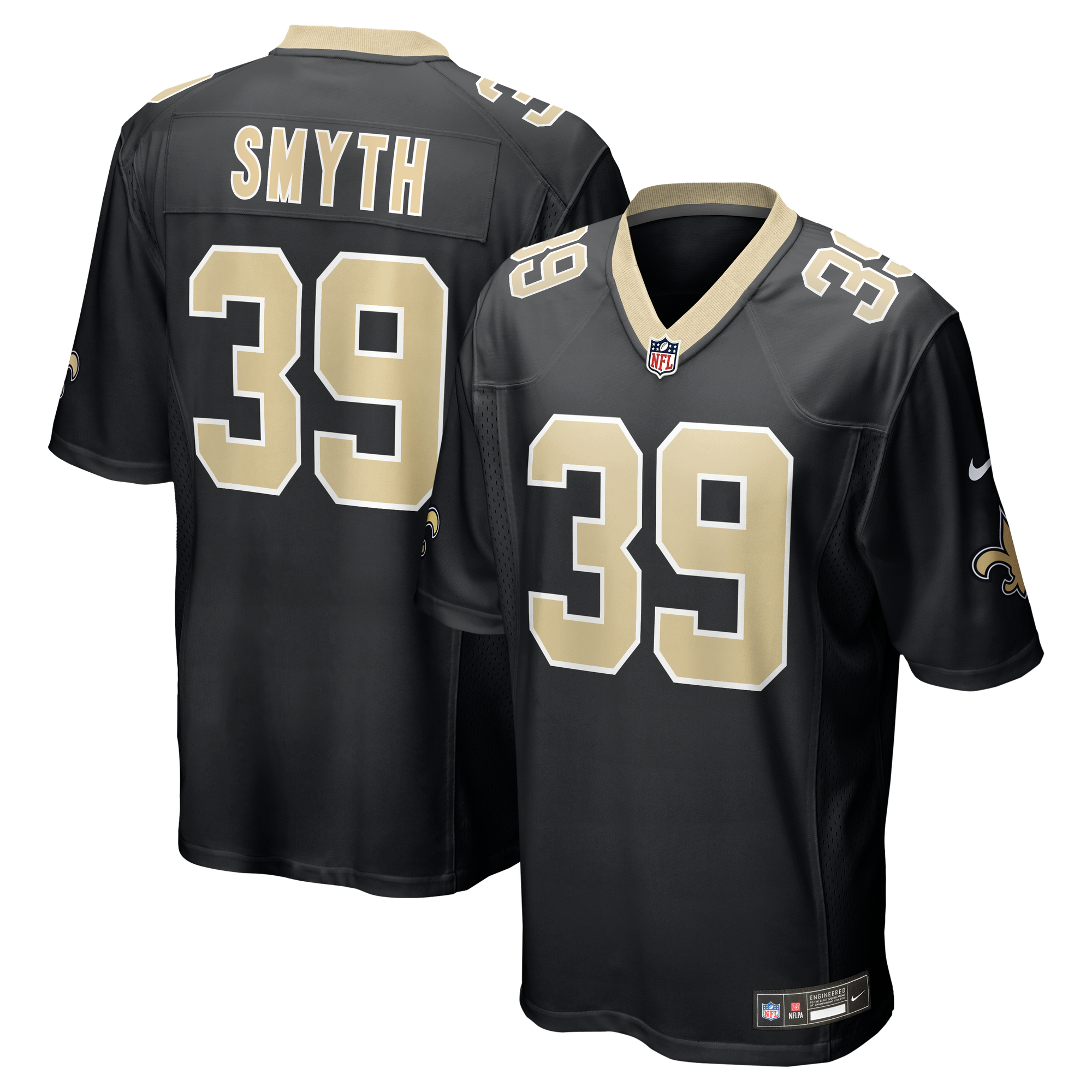Camiseta Nike Game de la 1ª equipación del New Orleans Saints - Negro - Charlie Smyth - Hombre