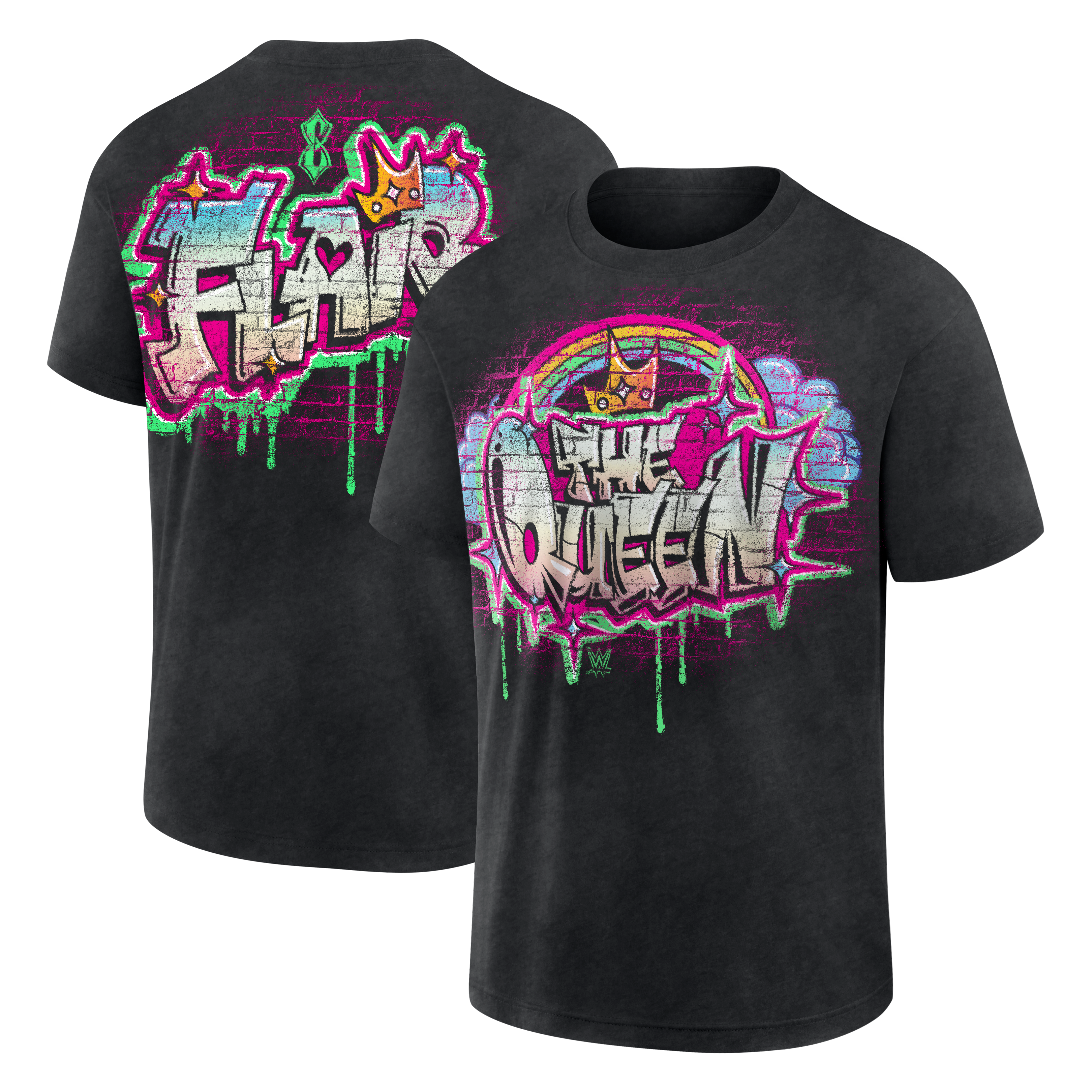 Men's Black Charlotte Flair The Queen Graffiti Boxy T-Shirt