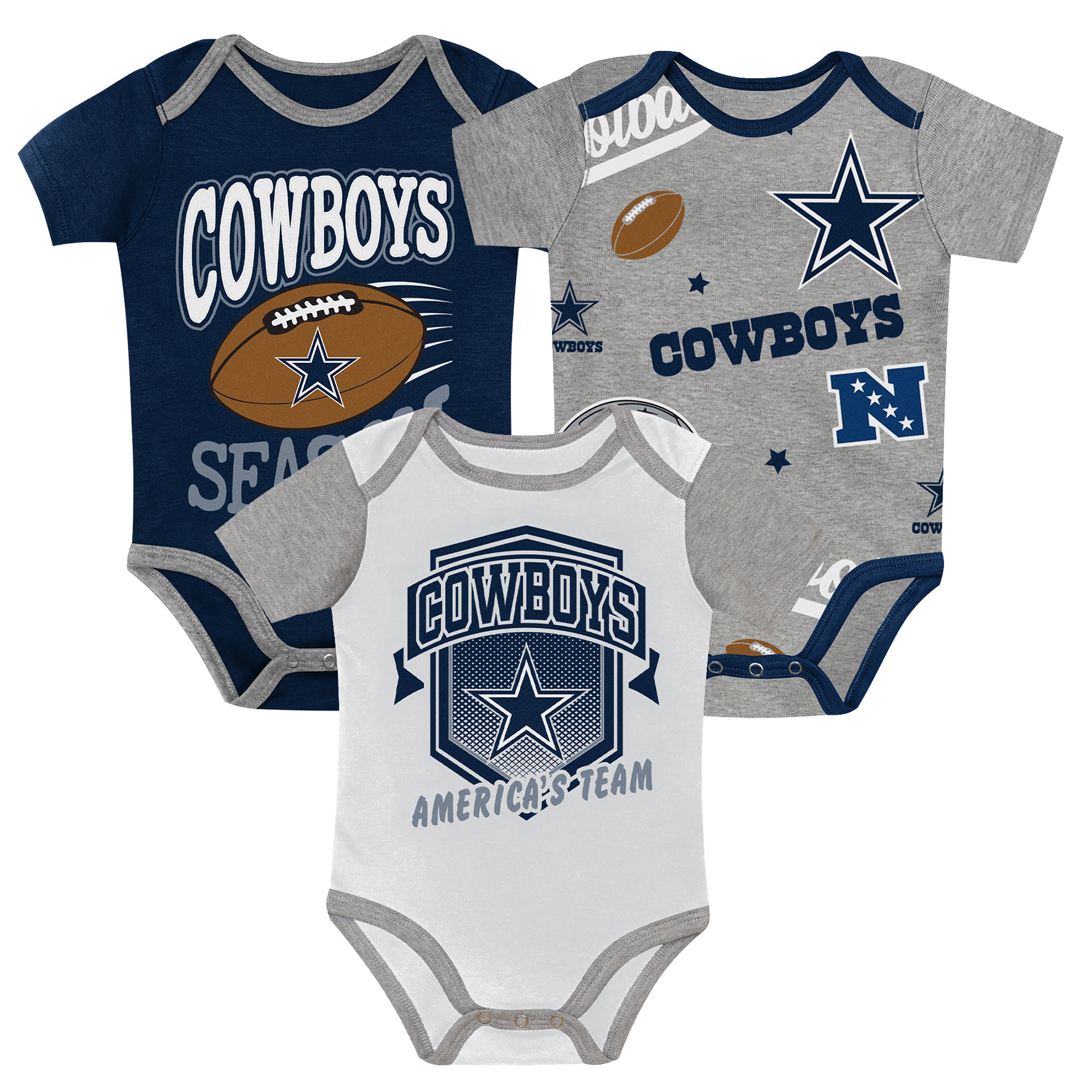 Newborn Outerstuff  Navy Dallas Cowboys 1st Round Pick Creeper Three-Piece Set