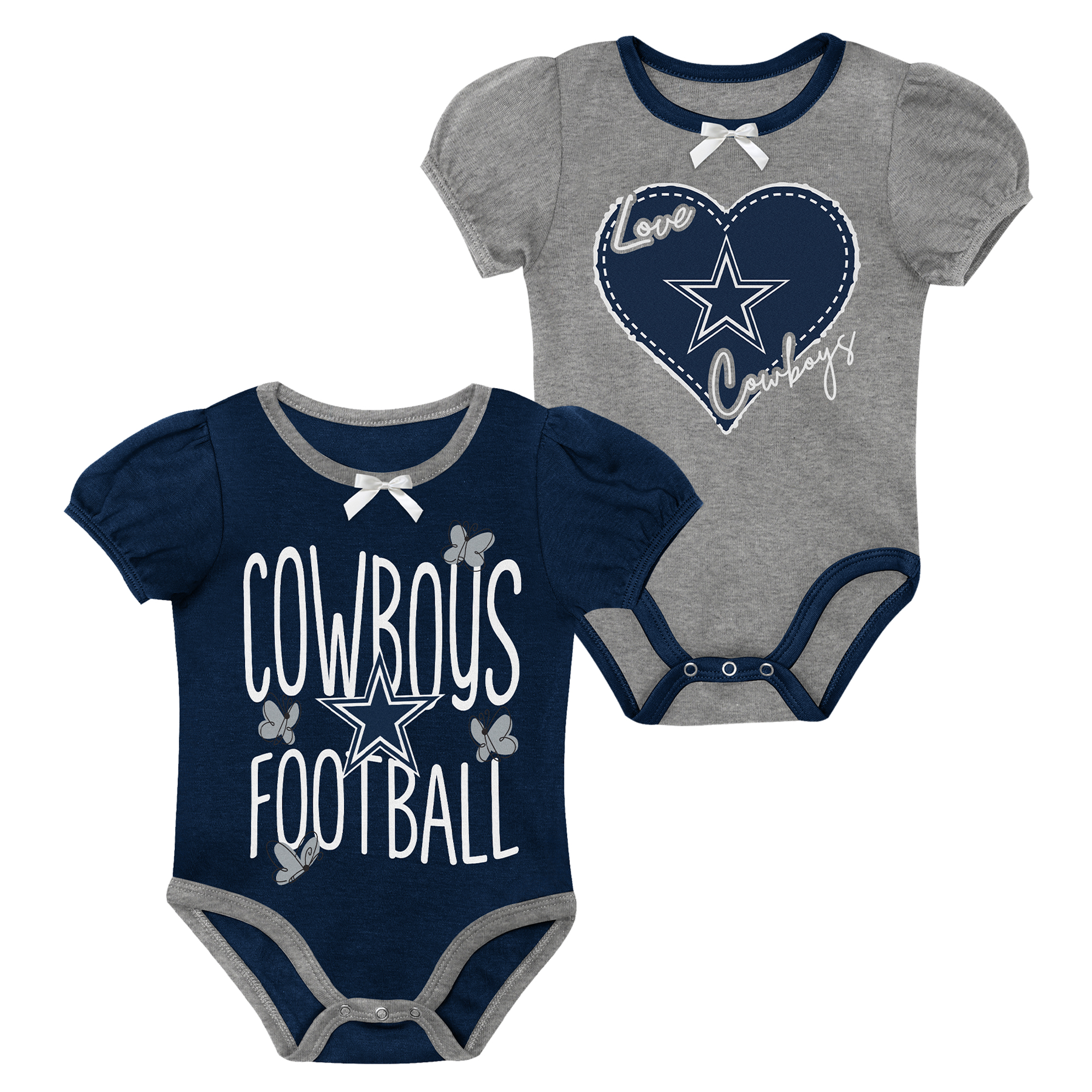 Outerstuff Baby Boys' and Girls' Navy Dallas CowBoys' Star Power Creeper set, 2-Piece - Navy, Gray