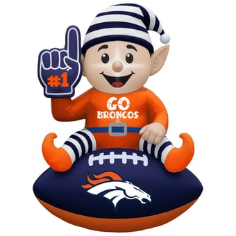Denver Broncos 4' Elf on a Football Outdoor Yard Inflatable