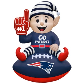 New England Patriots 4' Elf on a Football Outdoor Yard Inflatable