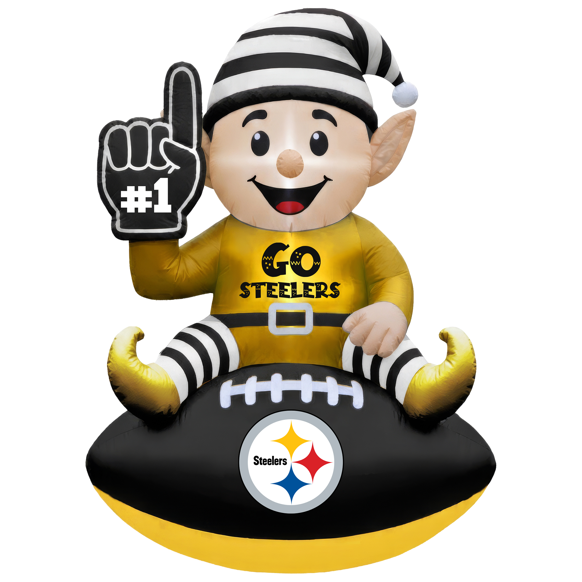 Pittsburgh Steelers 4' Elf on a Football Outdoor Yard Inflatable
