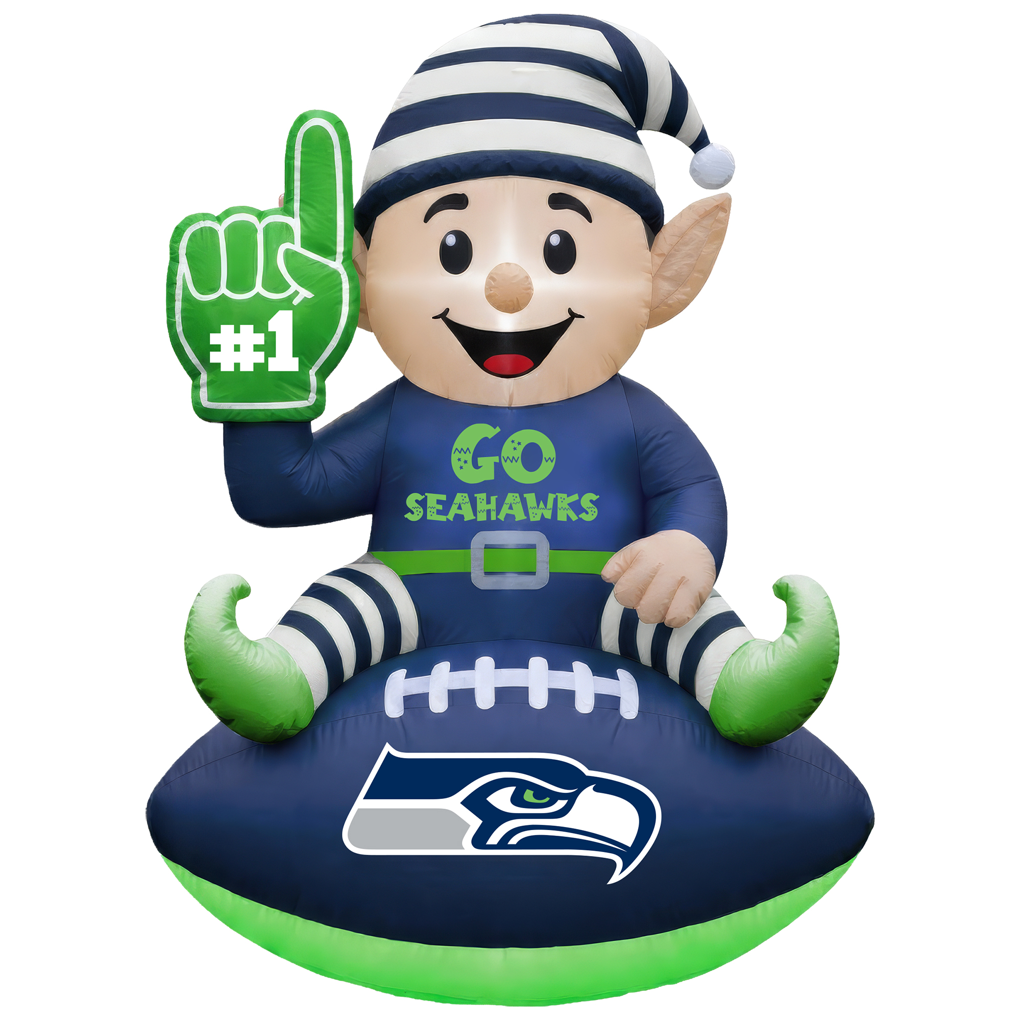 Seattle Seahawks 4' Elf on a Football Outdoor Yard Inflatable