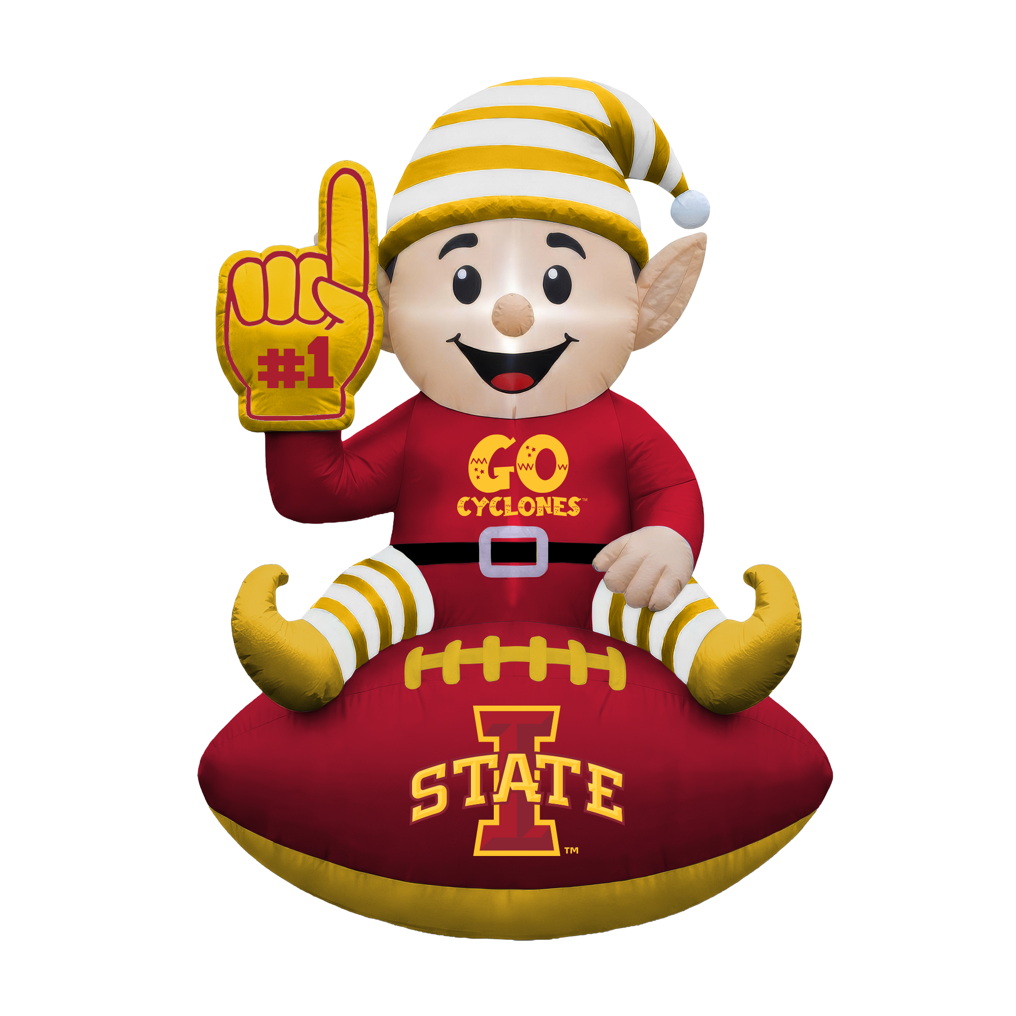 Iowa State Cyclones 4' Elf on a Football Outdoor Yard Inflatable