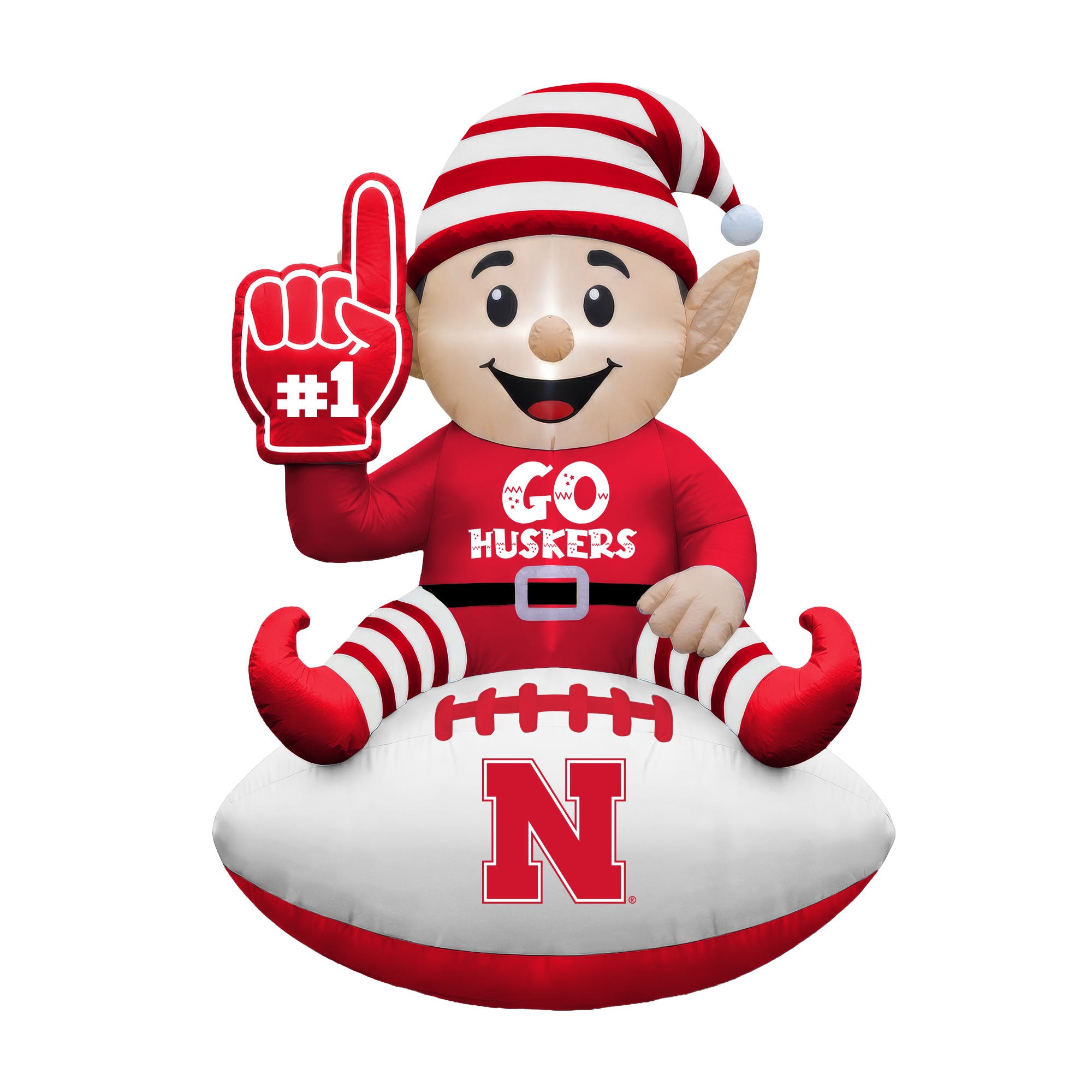 Nebraska Huskers 4' Elf on a Football Outdoor Yard Inflatable