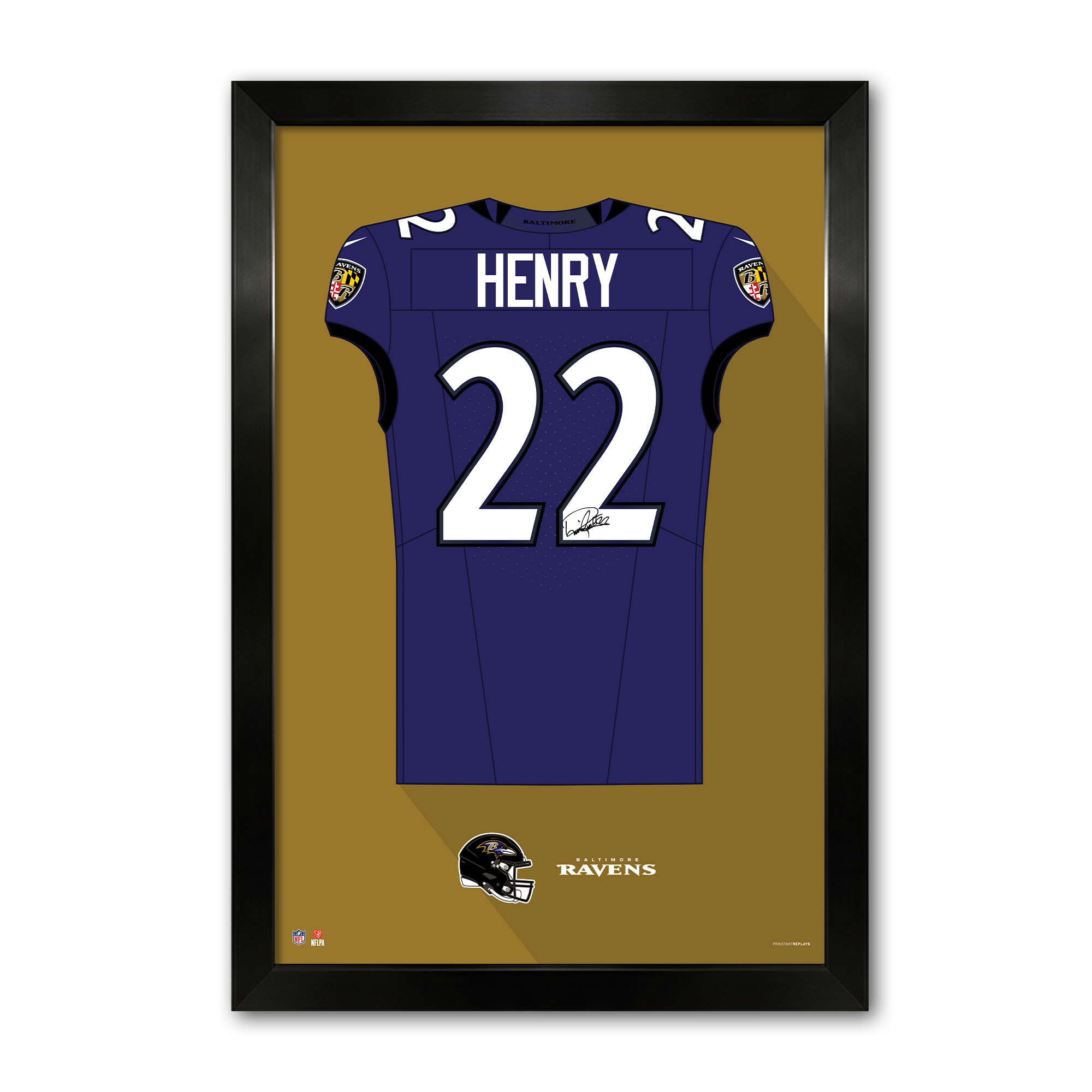 Derrick Henry Baltimore Ravens 14" x 20" Framed Jersey Art Print