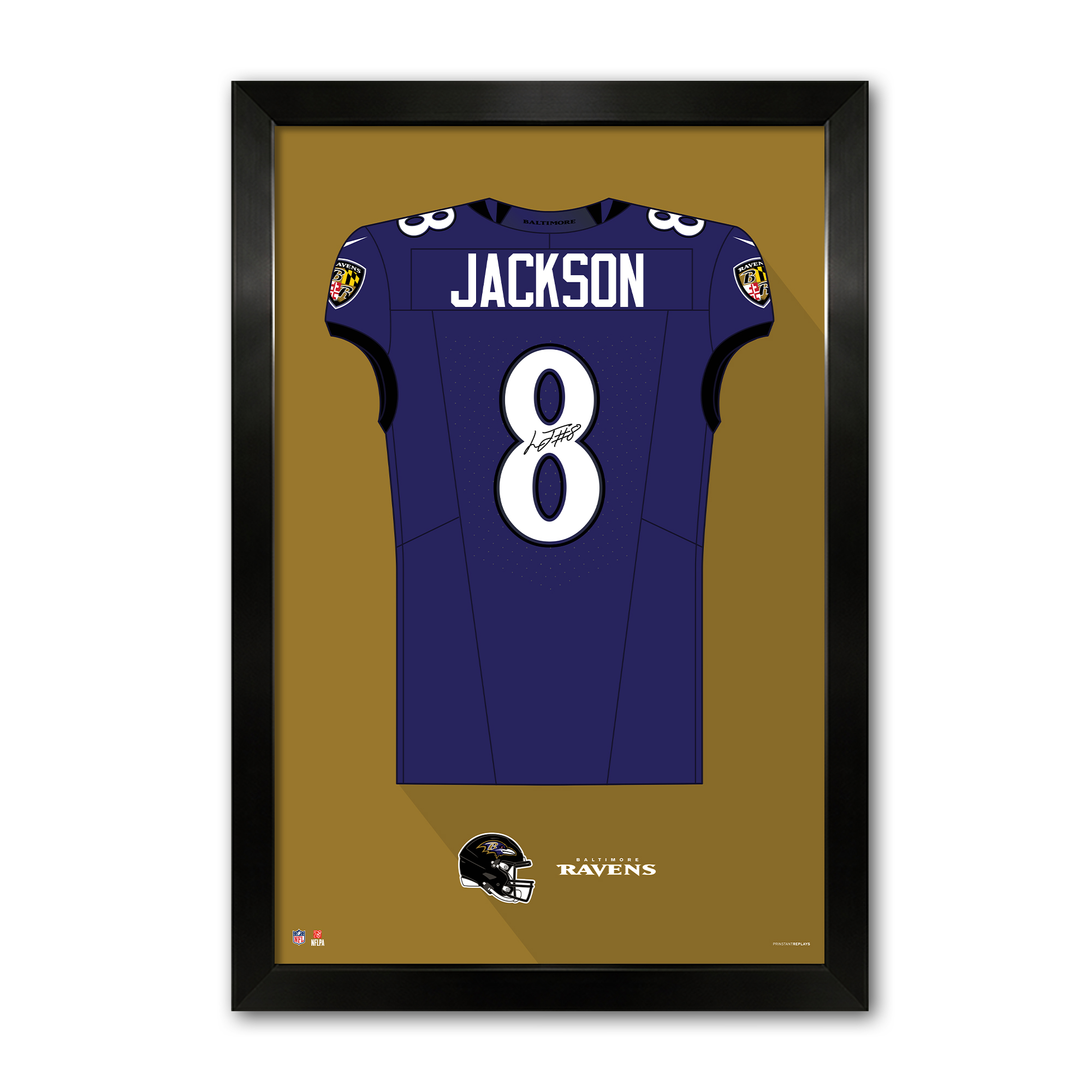 Lamar Jackson Baltimore Ravens 14" x 20" Framed Jersey Art Print