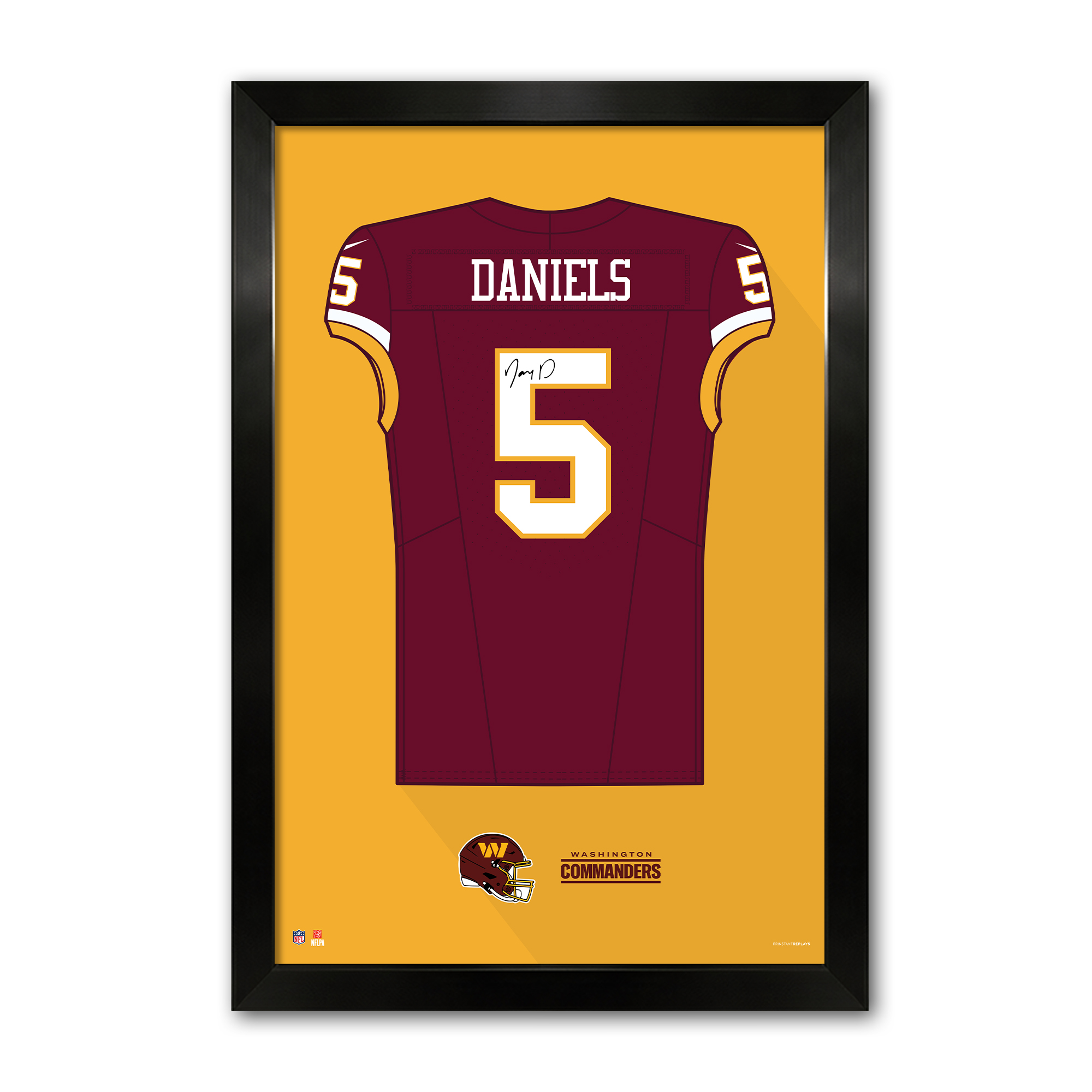 Jayden Daniels Washington Commanders 14" x 20" Framed Jersey Art Print