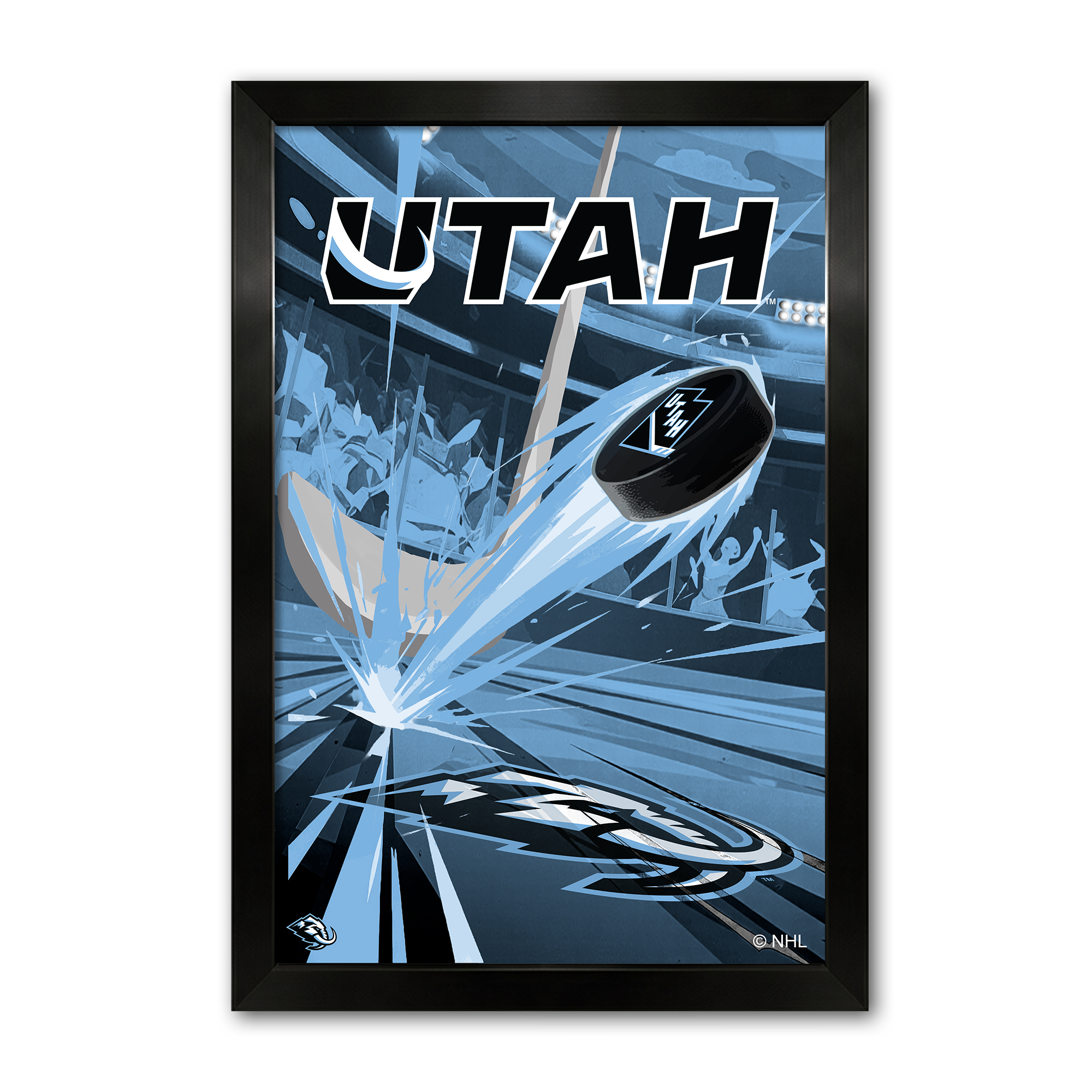 Utah Mammoth 27" x 39" Framed Hockey Puck Blast Art Print