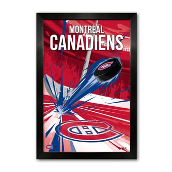 Montreal Canadiens 27" x 39" Framed Hockey Puck Blast Art Print