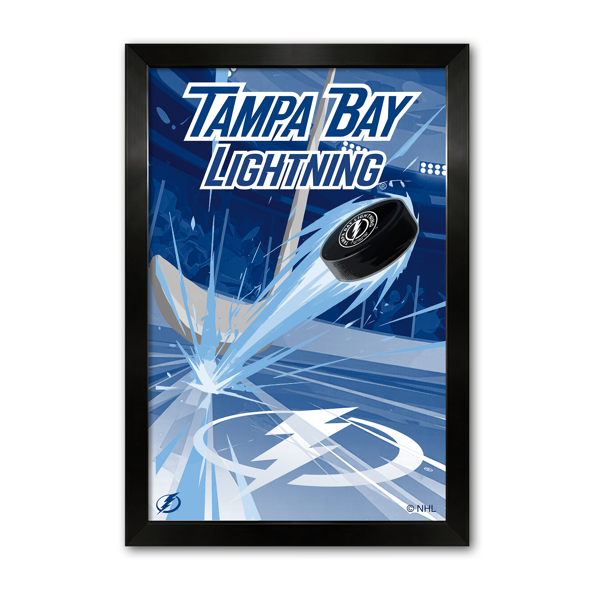 Tampa Bay Lightning 27" x 39" Framed Hockey Puck Blast Art Print