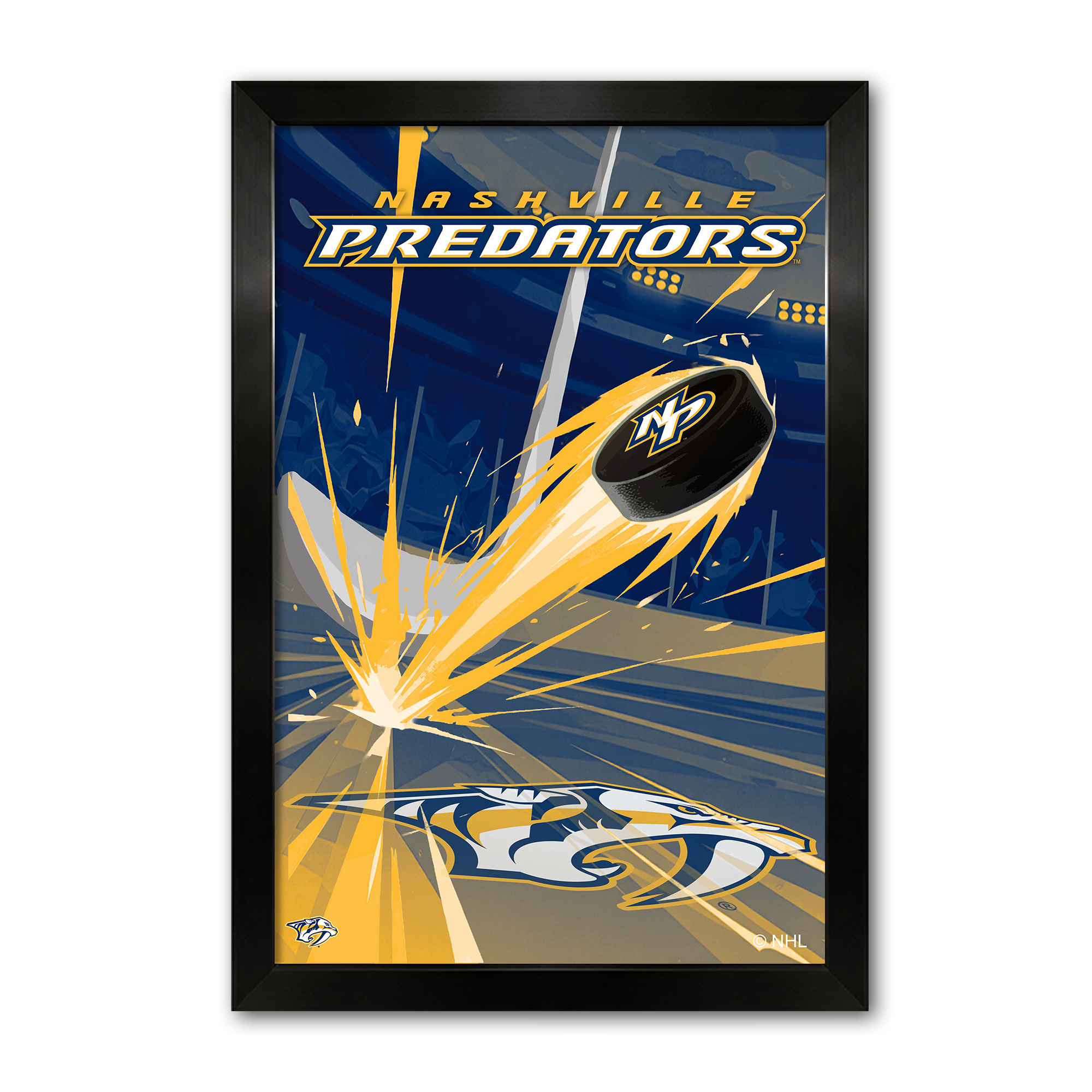 Nashville Predators 27" x 39" Framed Hockey Puck Blast Art Print