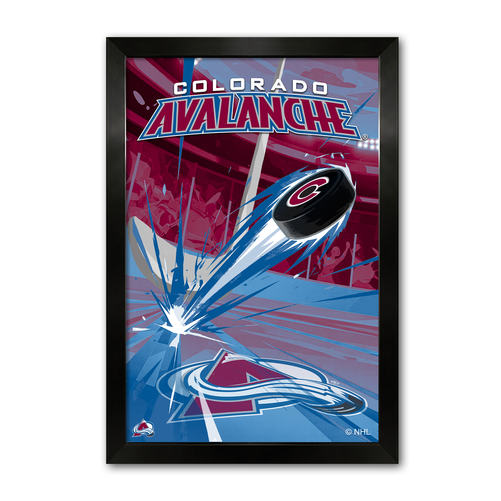 Colorado Avalanche 27" x 39" Framed Hockey Puck Blast Art Print