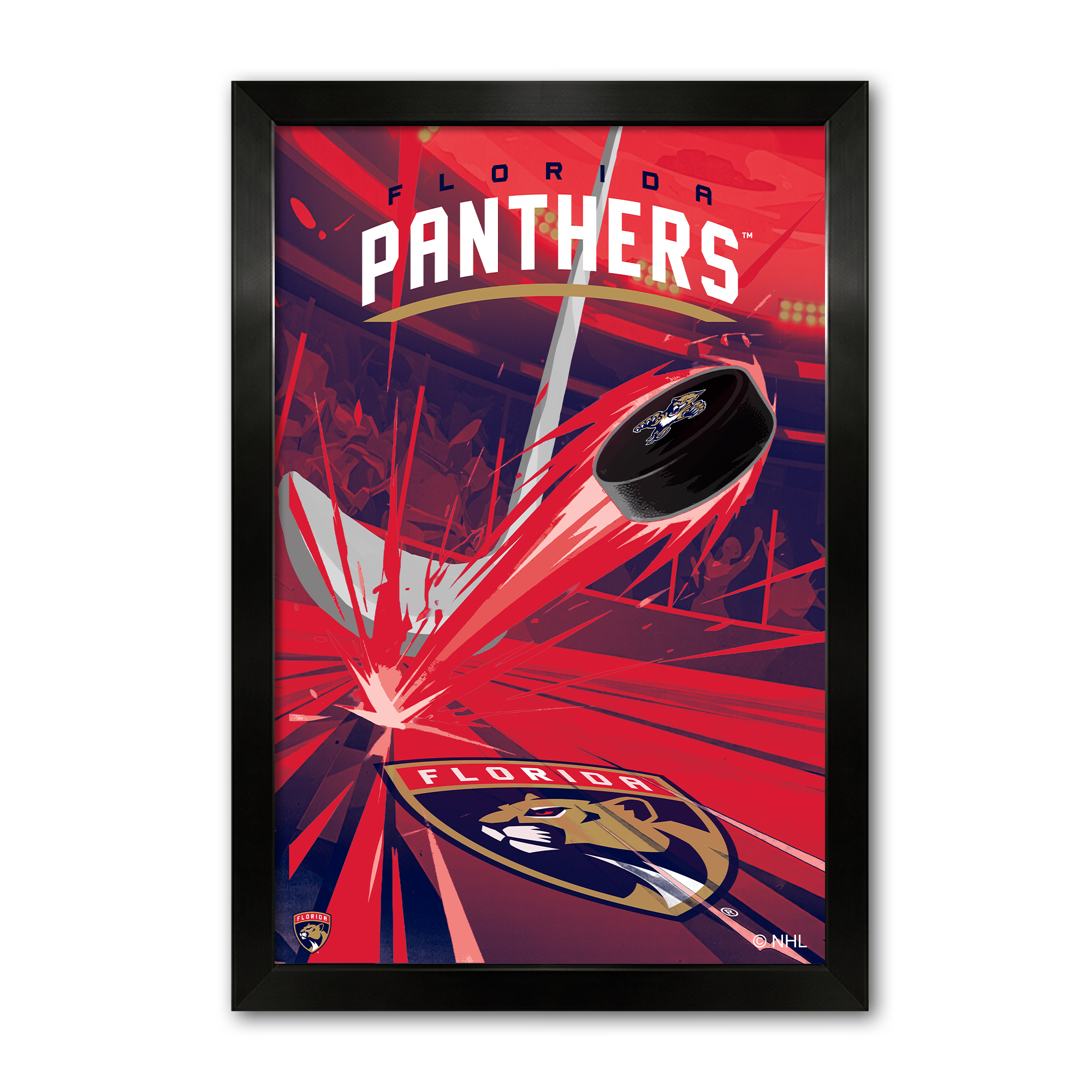 Florida Panthers 27" x 39" Framed Hockey Puck Blast Art Print