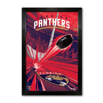 Florida Panthers 27" x 39" Framed Hockey Puck Blast Art Print