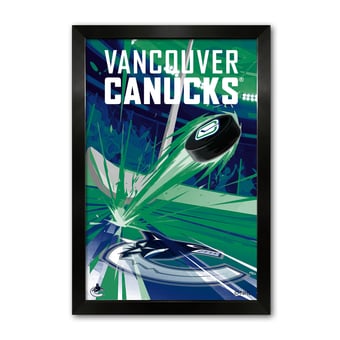 Vancouver Canucks 14" x 20" Framed Hockey Puck Blast Art Print