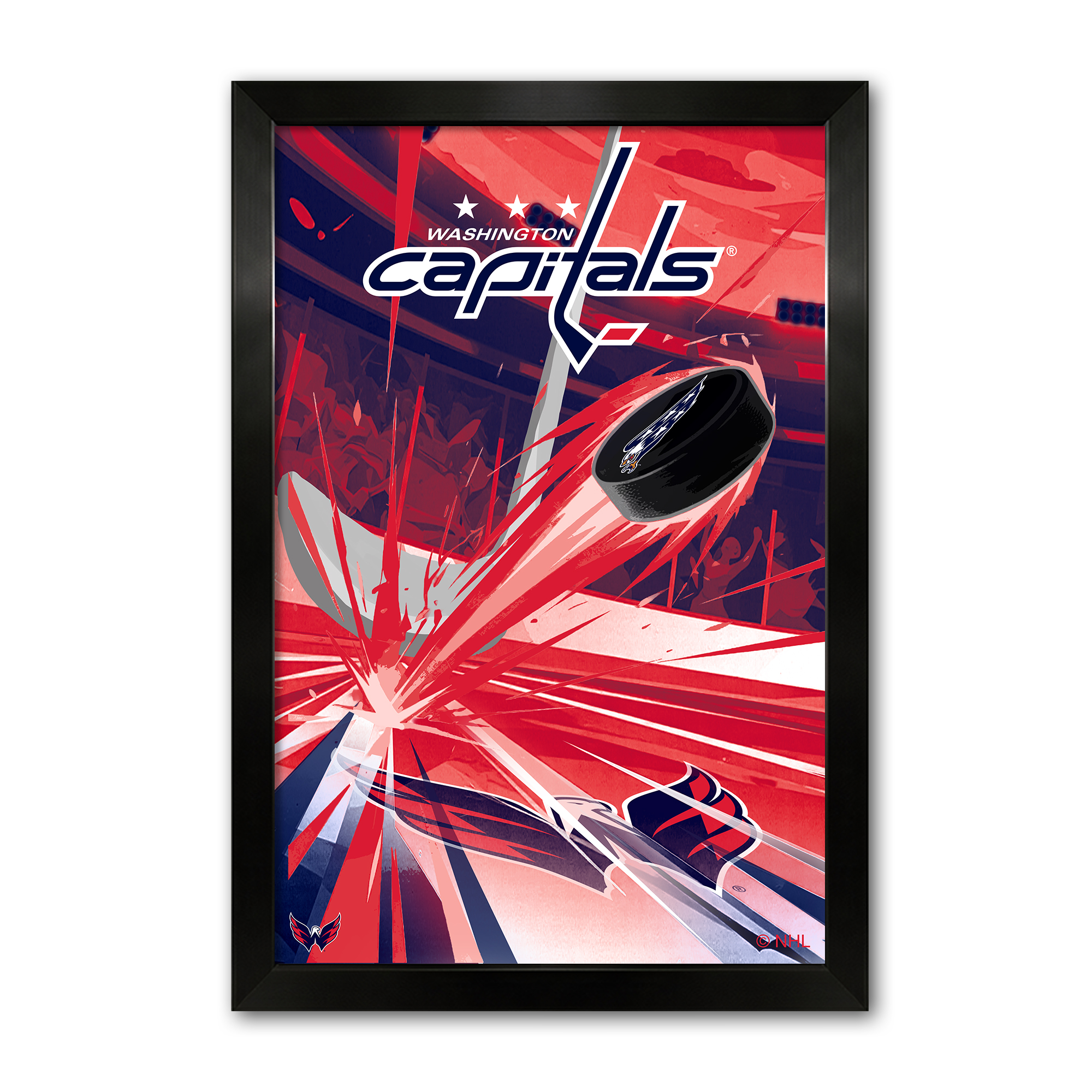 Washington Capitals 14" x 20" Framed Hockey Puck Blast Art Print