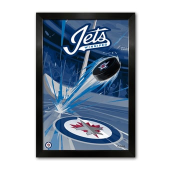 Winnipeg Jets 14" x 20" Framed Hockey Puck Blast Art Print