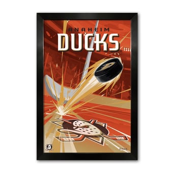 Anaheim Ducks 14" x 20" Framed Hockey Puck Blast Art Print