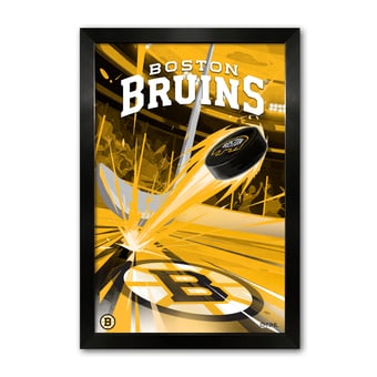 Boston Bruins 14" x 20" Framed Hockey Puck Blast Art Print