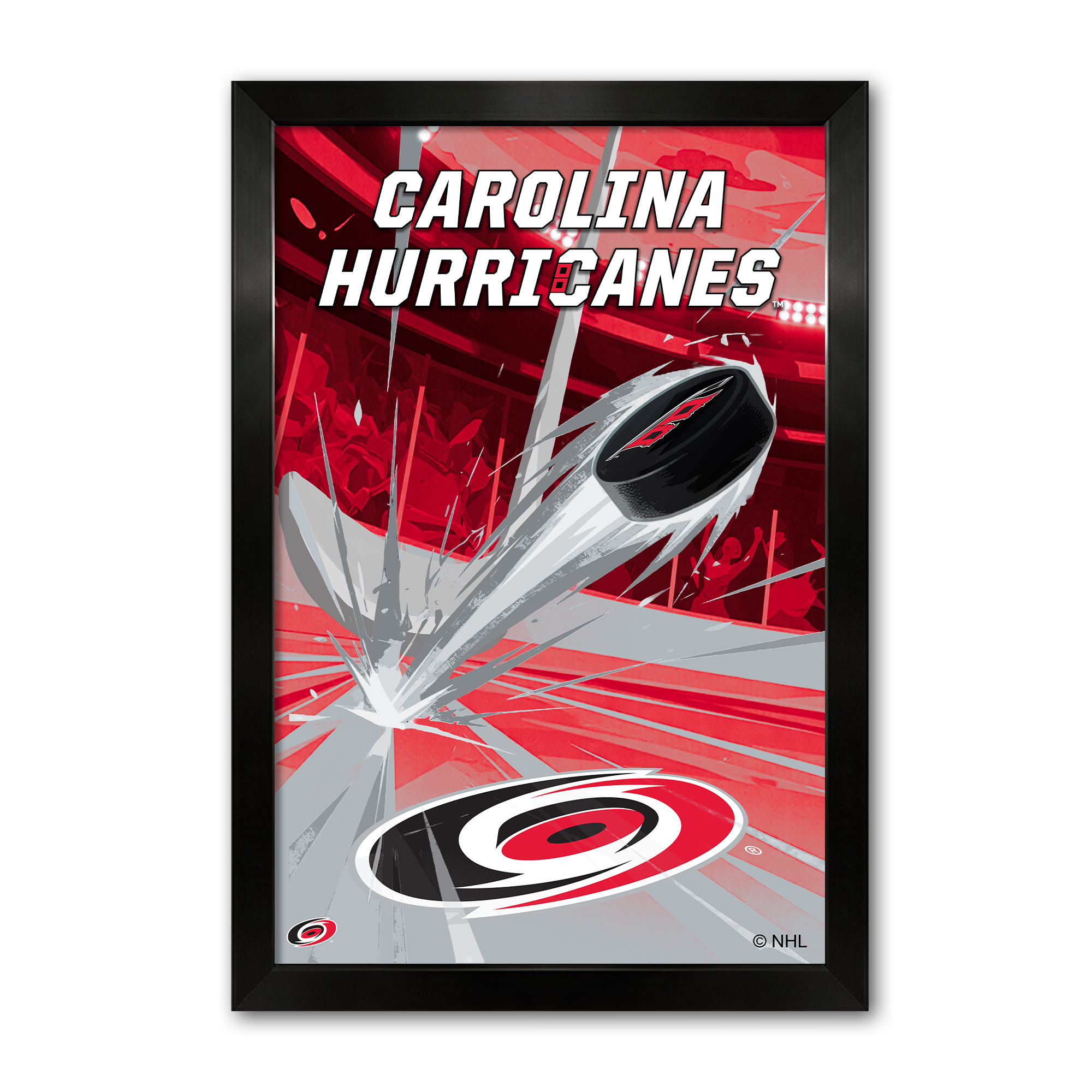 Carolina Hurricanes 14" x 20" Framed Hockey Puck Blast Art Print