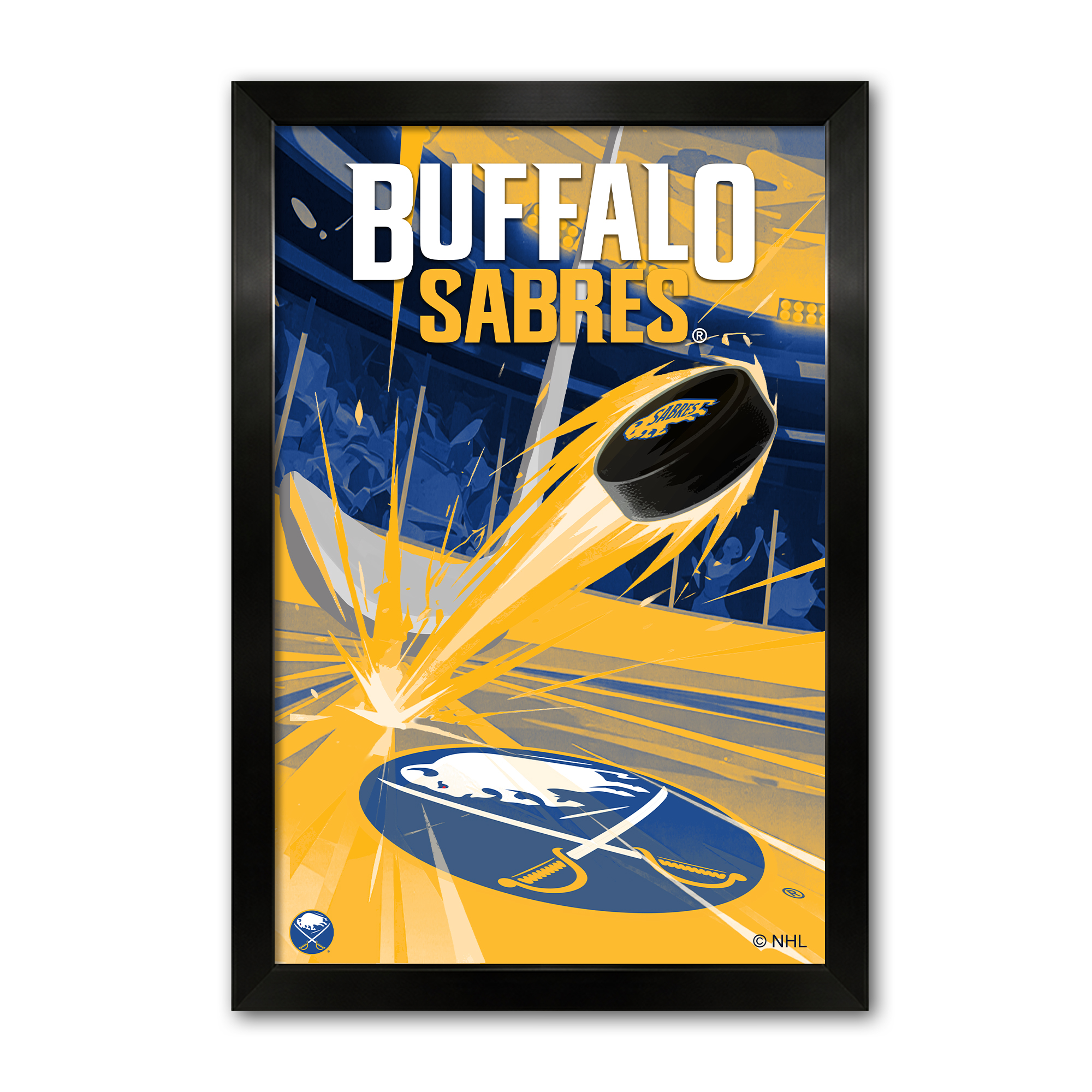 Buffalo Sabres 14" x 20" Framed Hockey Puck Blast Art Print