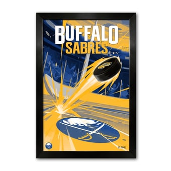 Buffalo Sabres 14" x 20" Framed Hockey Puck Blast Art Print