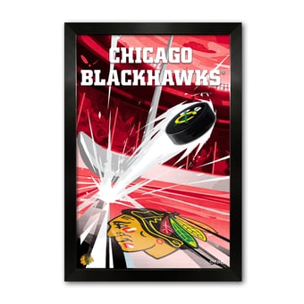 Chicago Blackhawks 14" x 20" Framed Hockey Puck Blast Art Print
