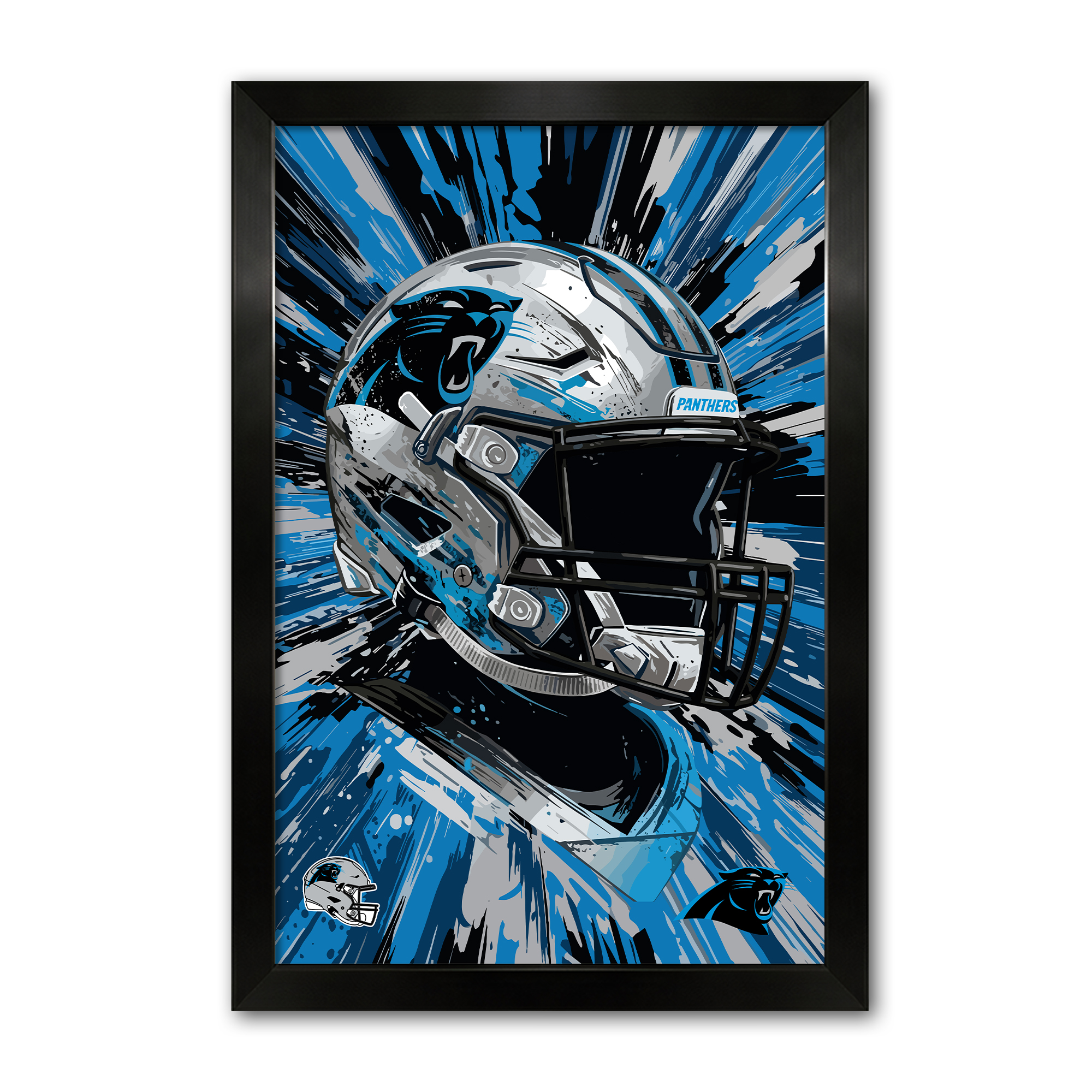 Carolina Panthers 27" x 39" Framed Football Helmet Hyper Speed Art Print