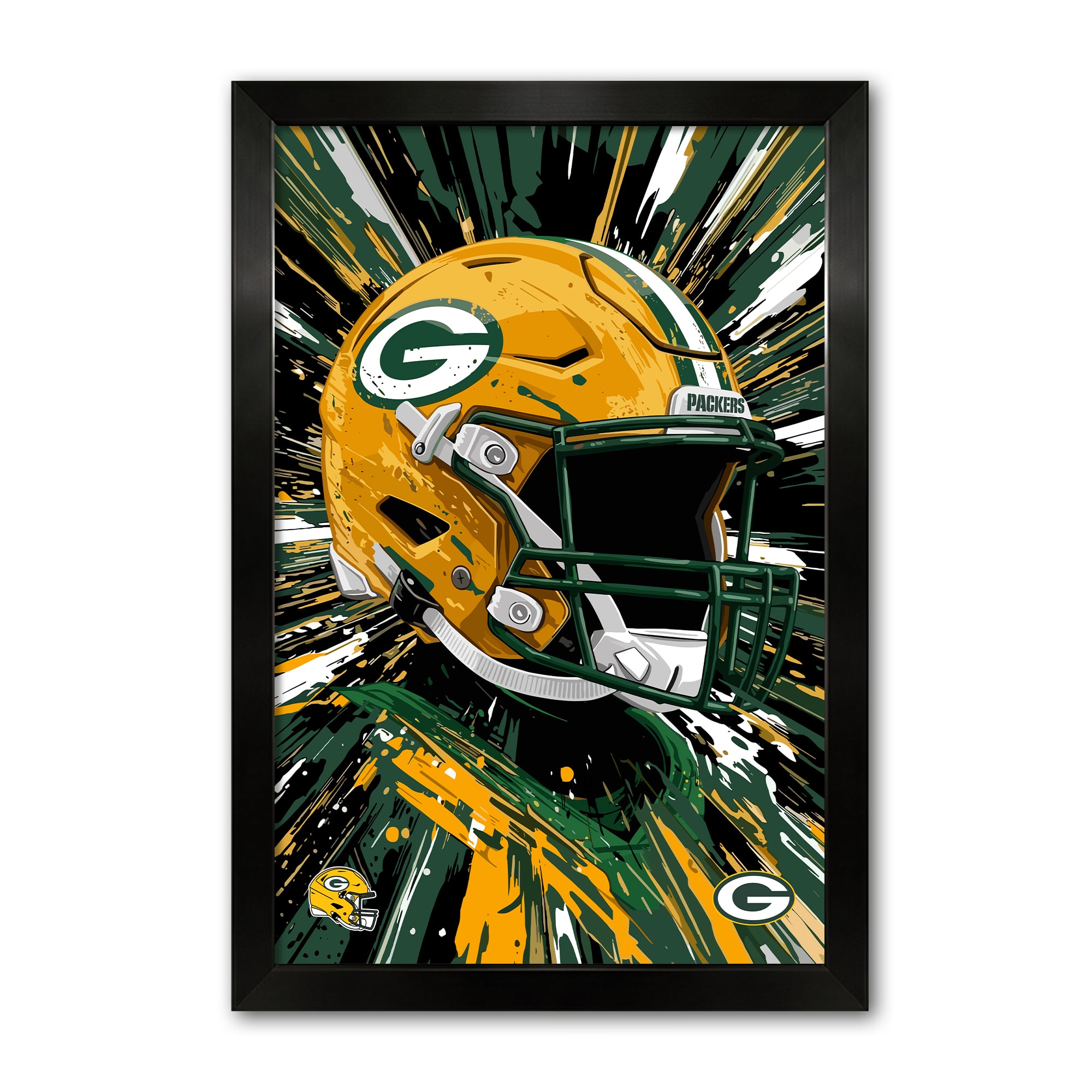 Green Bay Packers 27" x 39" Framed Football Helmet Hyper Speed Art Print