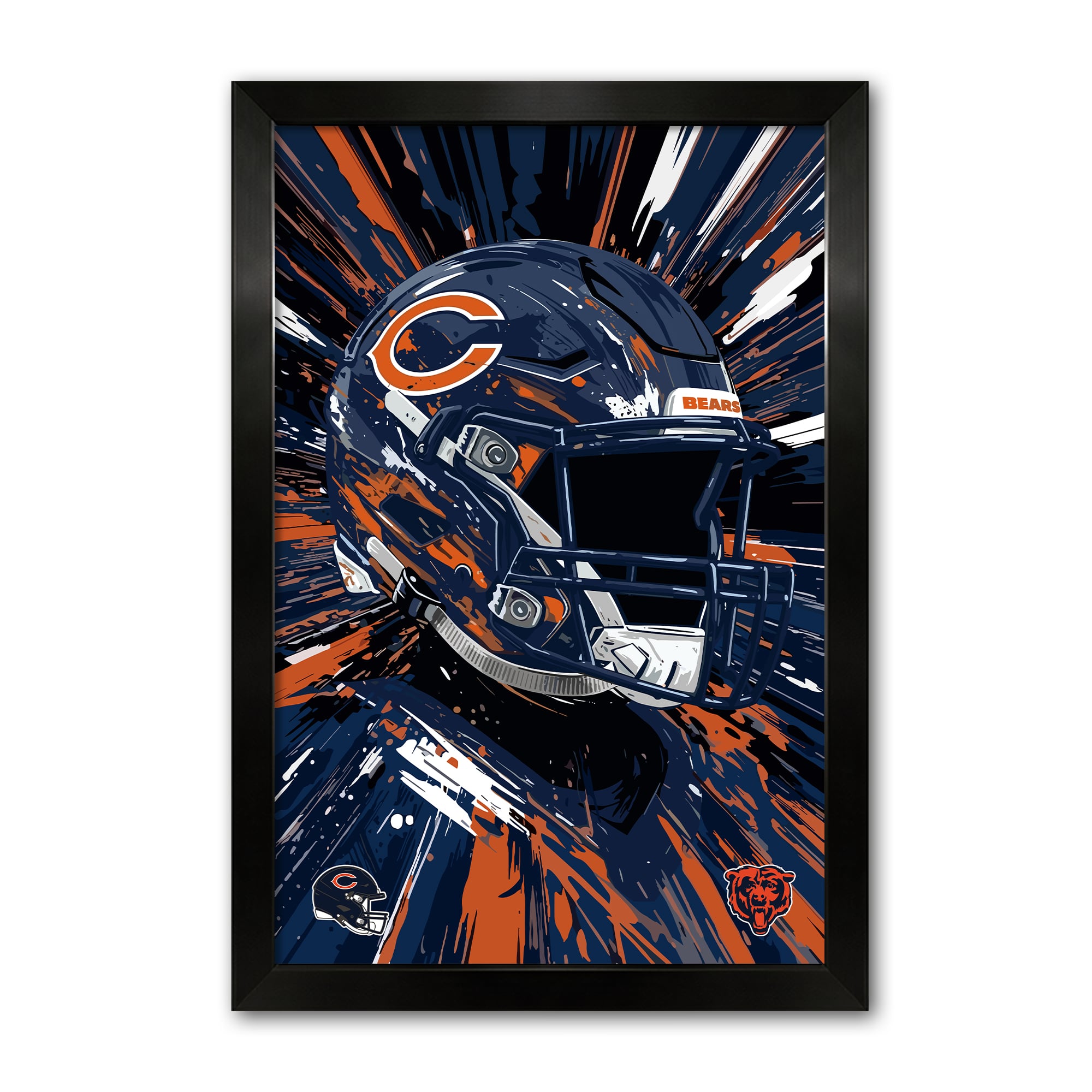 Chicago Bears 27" x 39" Framed Football Helmet Hyper Speed Art Print