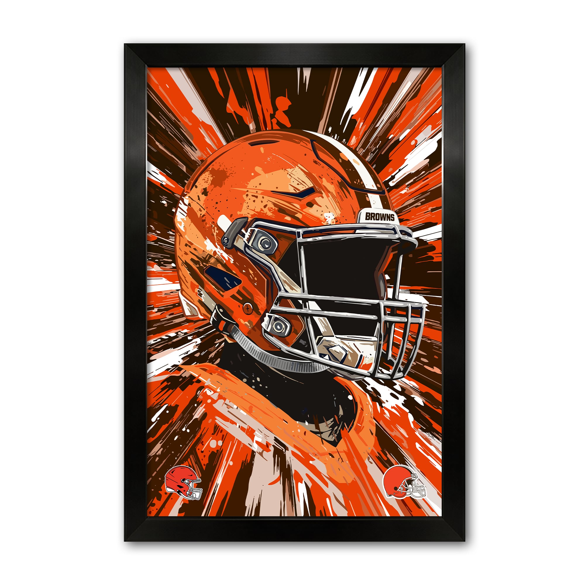 Cleveland Browns 27" x 39" Framed Football Helmet Hyper Speed Art Print