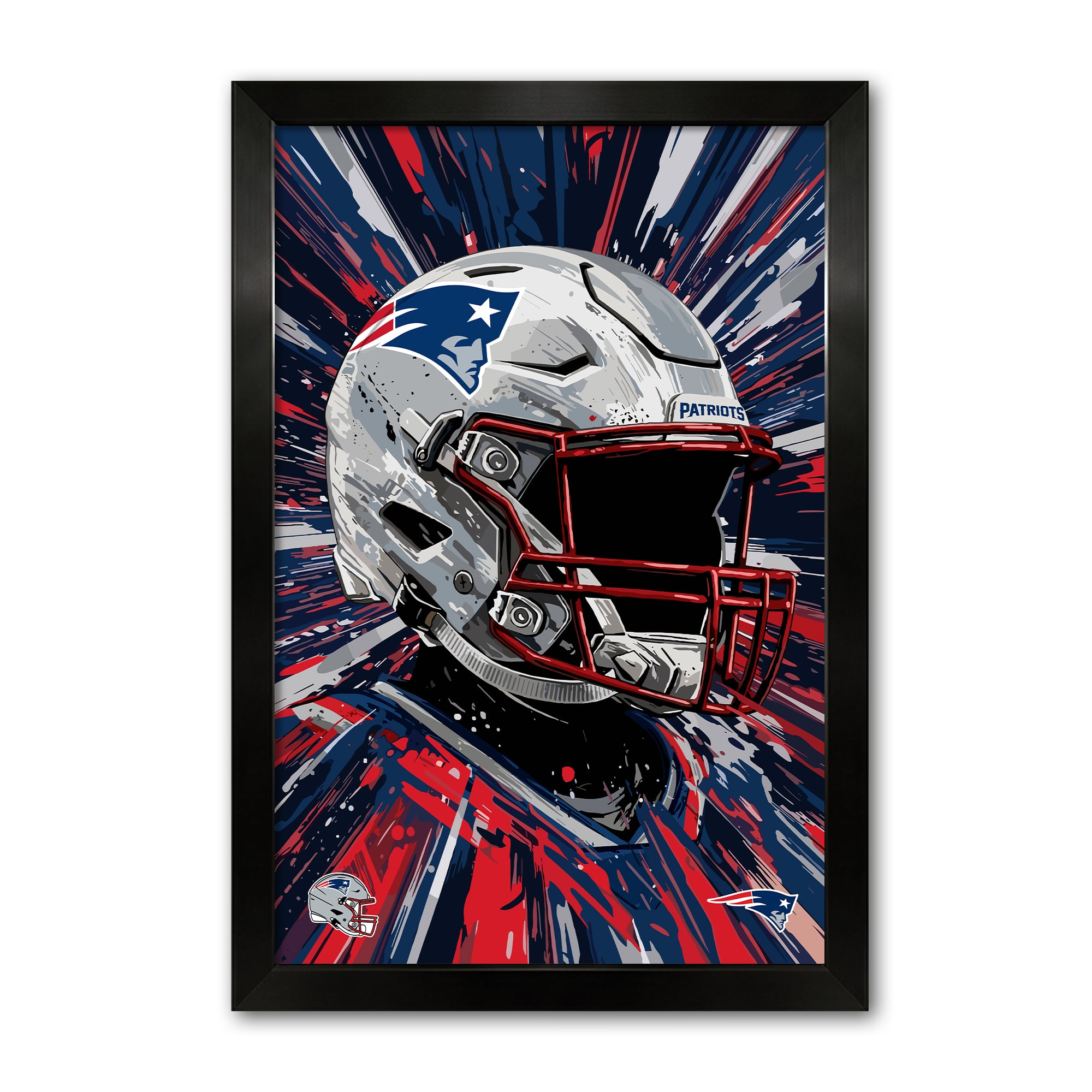 New England Patriots 27" x 39" Framed Football Helmet Hyper Speed Art Print