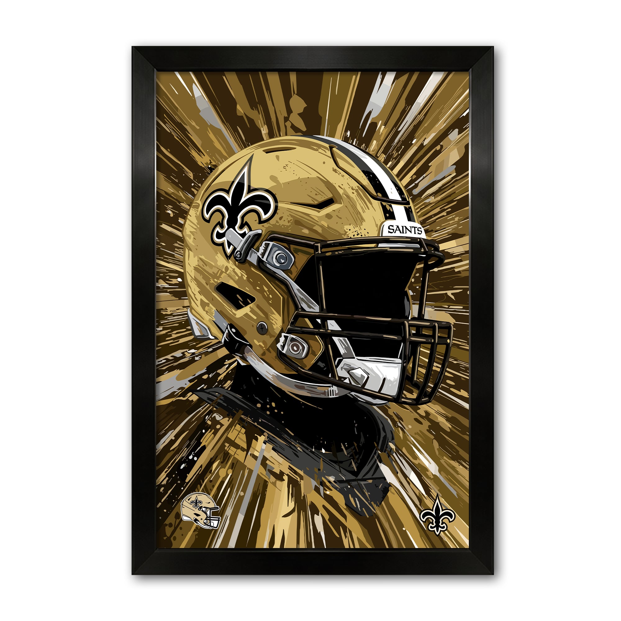 New Orleans Saints 27" x 39" Framed Football Helmet Hyper Speed Art Print