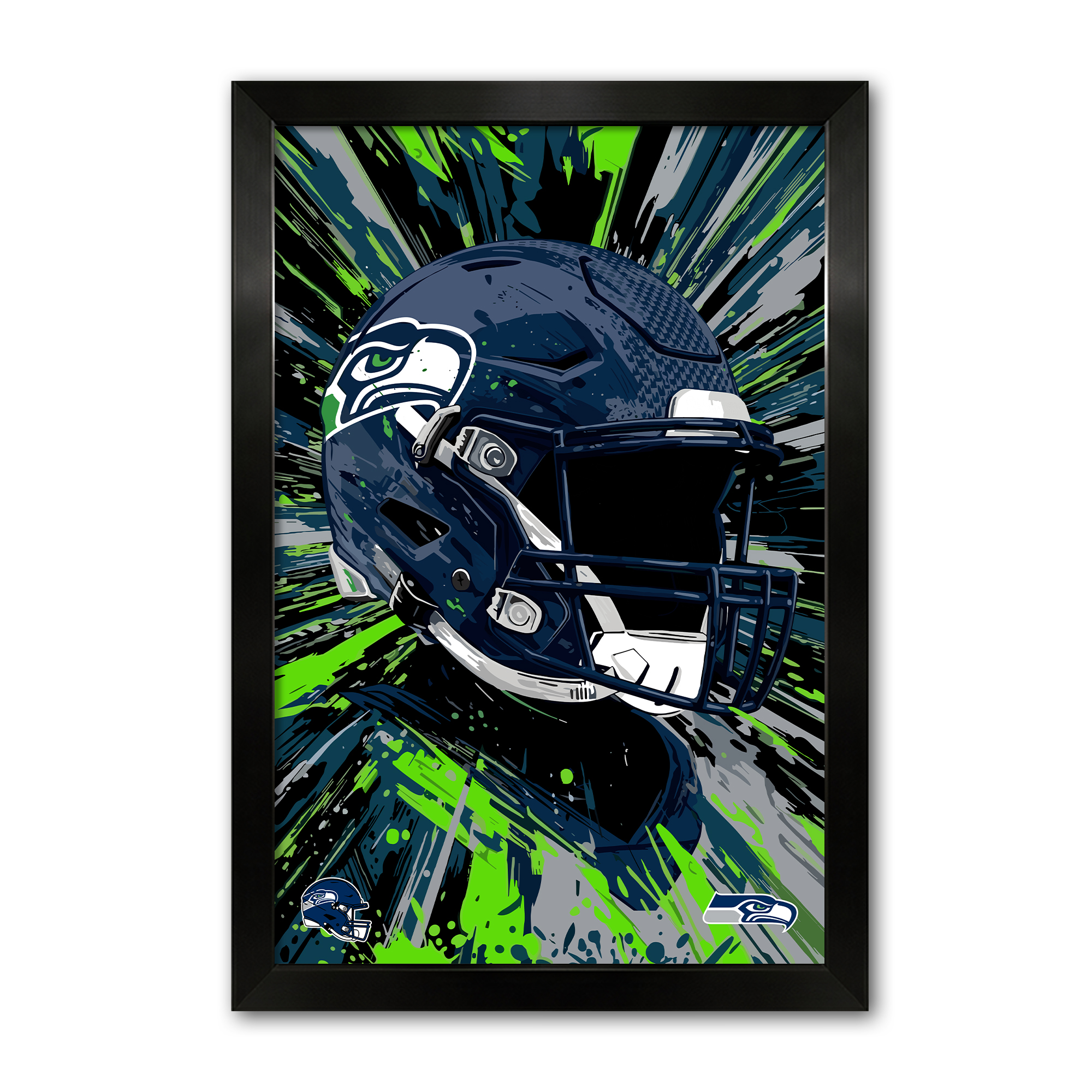 Seattle Seahawks 27" x 39" Framed Football Helmet Hyper Speed Art Print