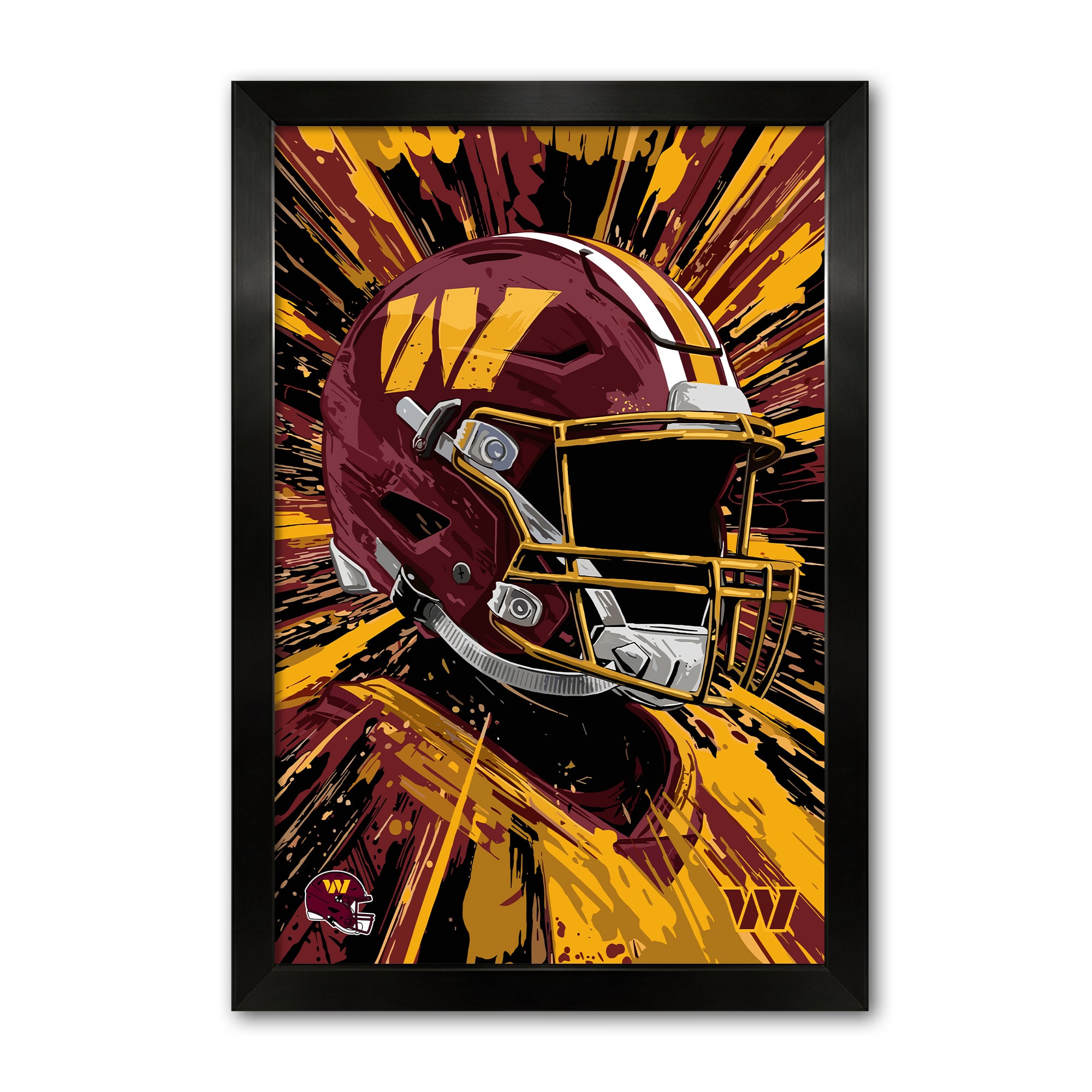 Washington Commanders 14" x 20" Framed Football Helmet Hyper Speed Art Print