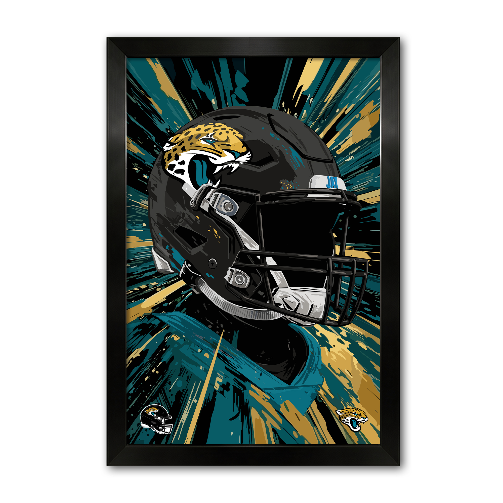 Jacksonville Jaguars 14" x 20" Framed Football Helmet Hyper Speed Art Print