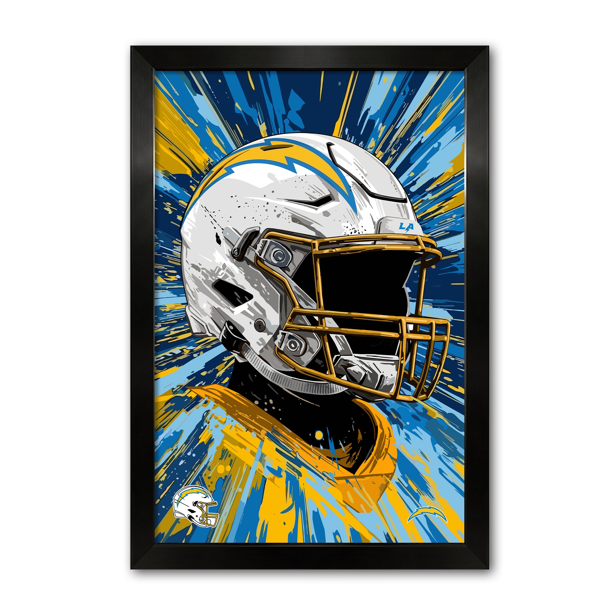 Los Angeles Chargers 14" x 20" Framed Football Helmet Hyper Speed Art Print